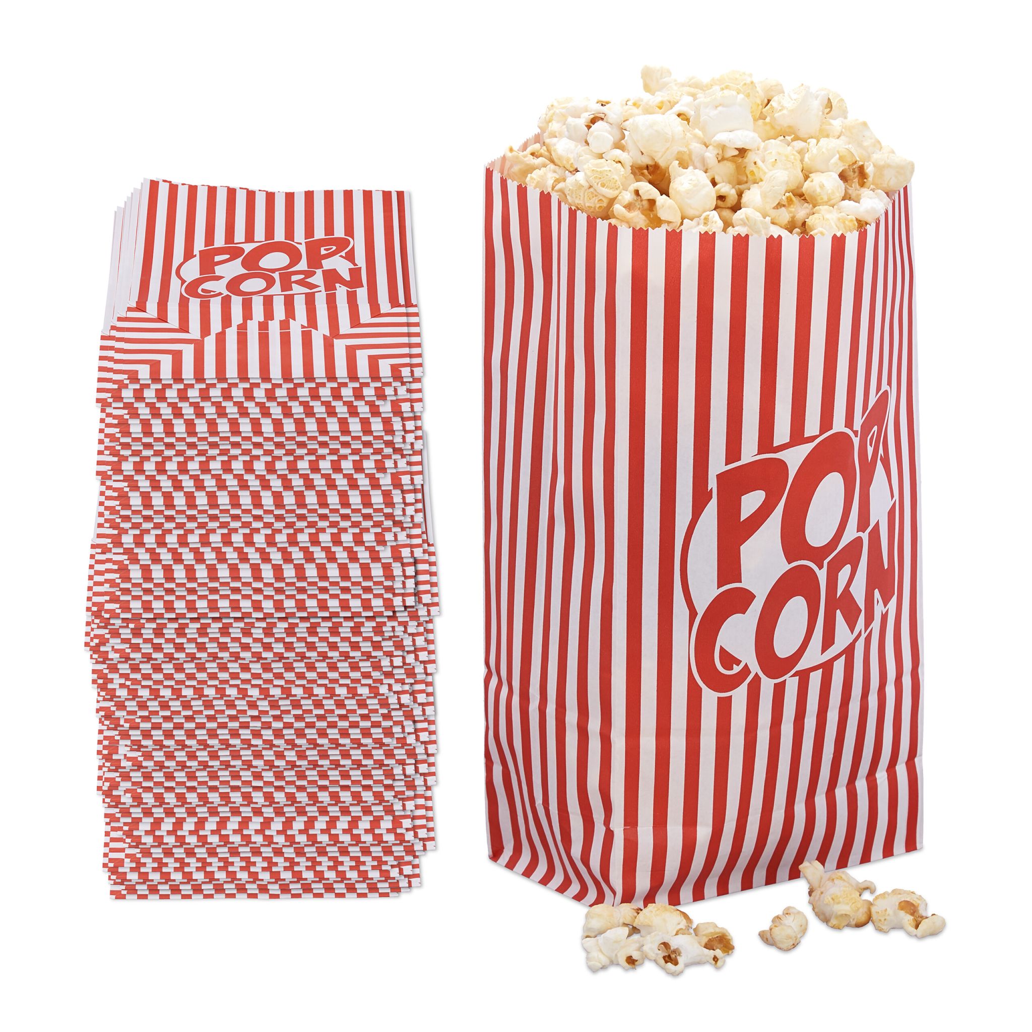 Retro Popcorntüten 240er-Set Weiss-Rot