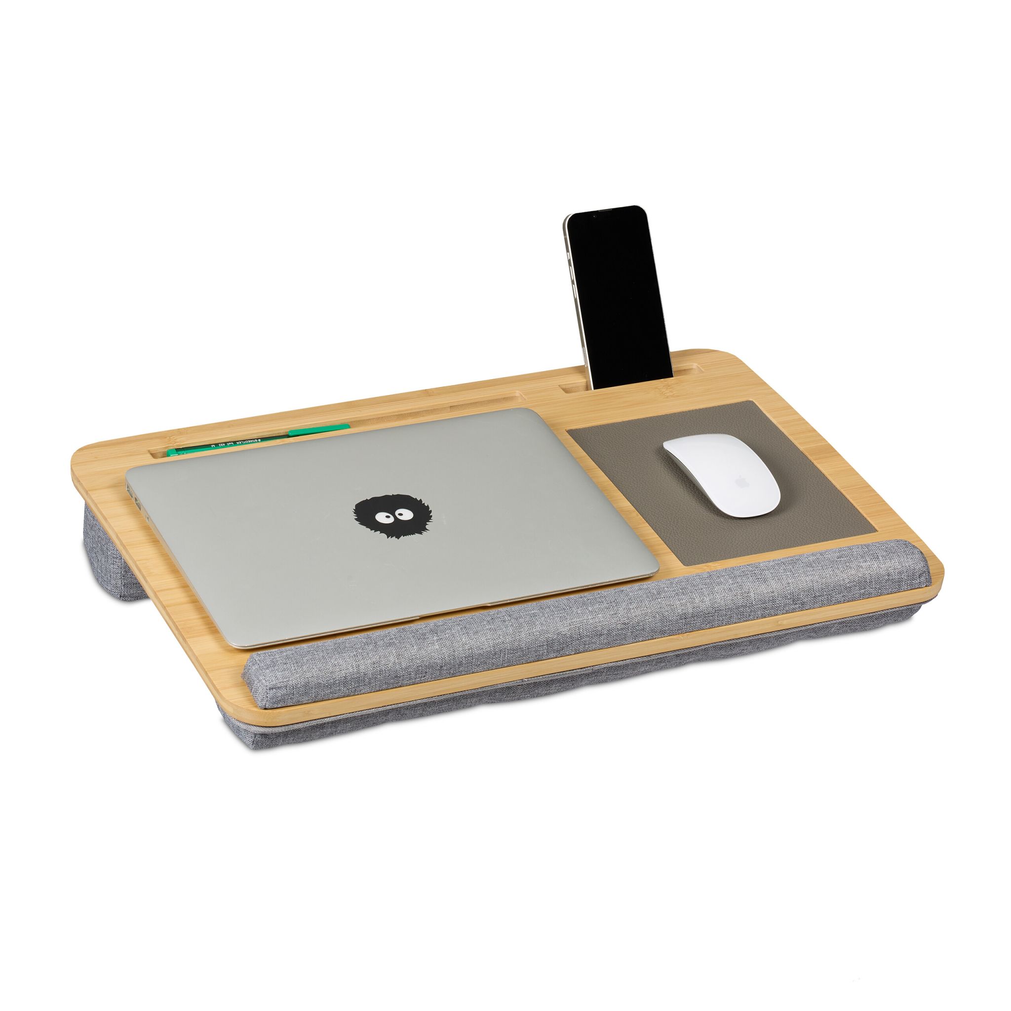 Laptopkissen Handgelenkauflage & Mauspad Hellbraun-Grau