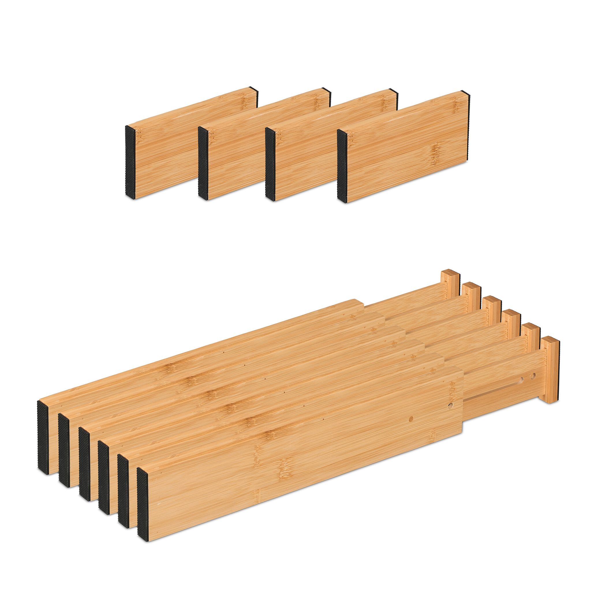 Schubladentrenner Bambus 10er-Set Hellbraun-Schwarz