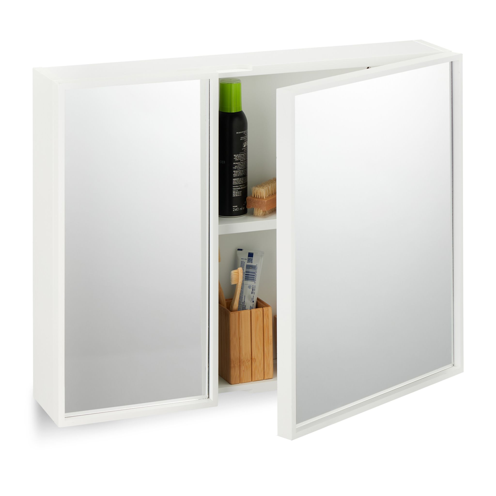 Spiegelschrank 2-türig Weiss-Silber