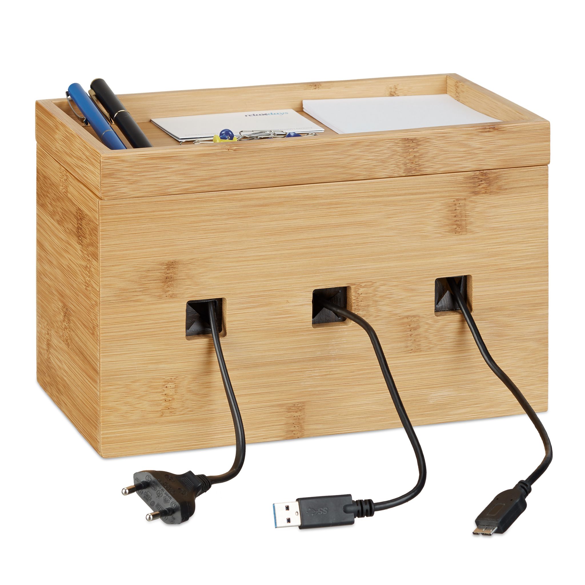 Kabelbox Bambus Hellbraun