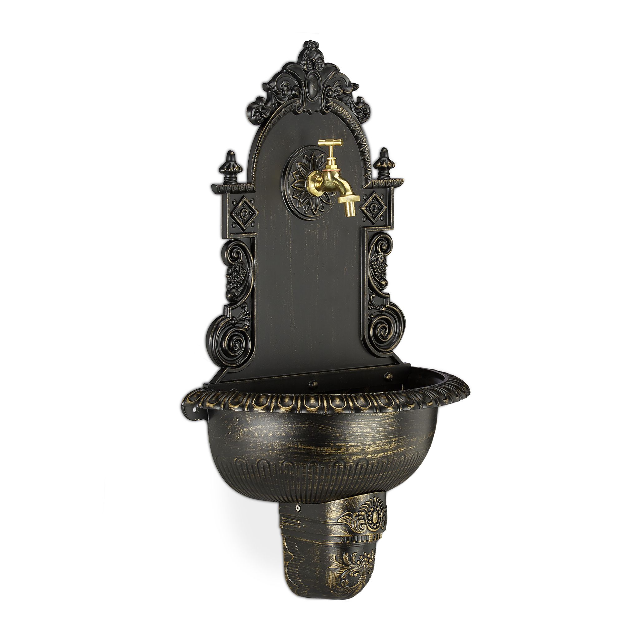 XL Wandbrunnen antik Braun-Gold