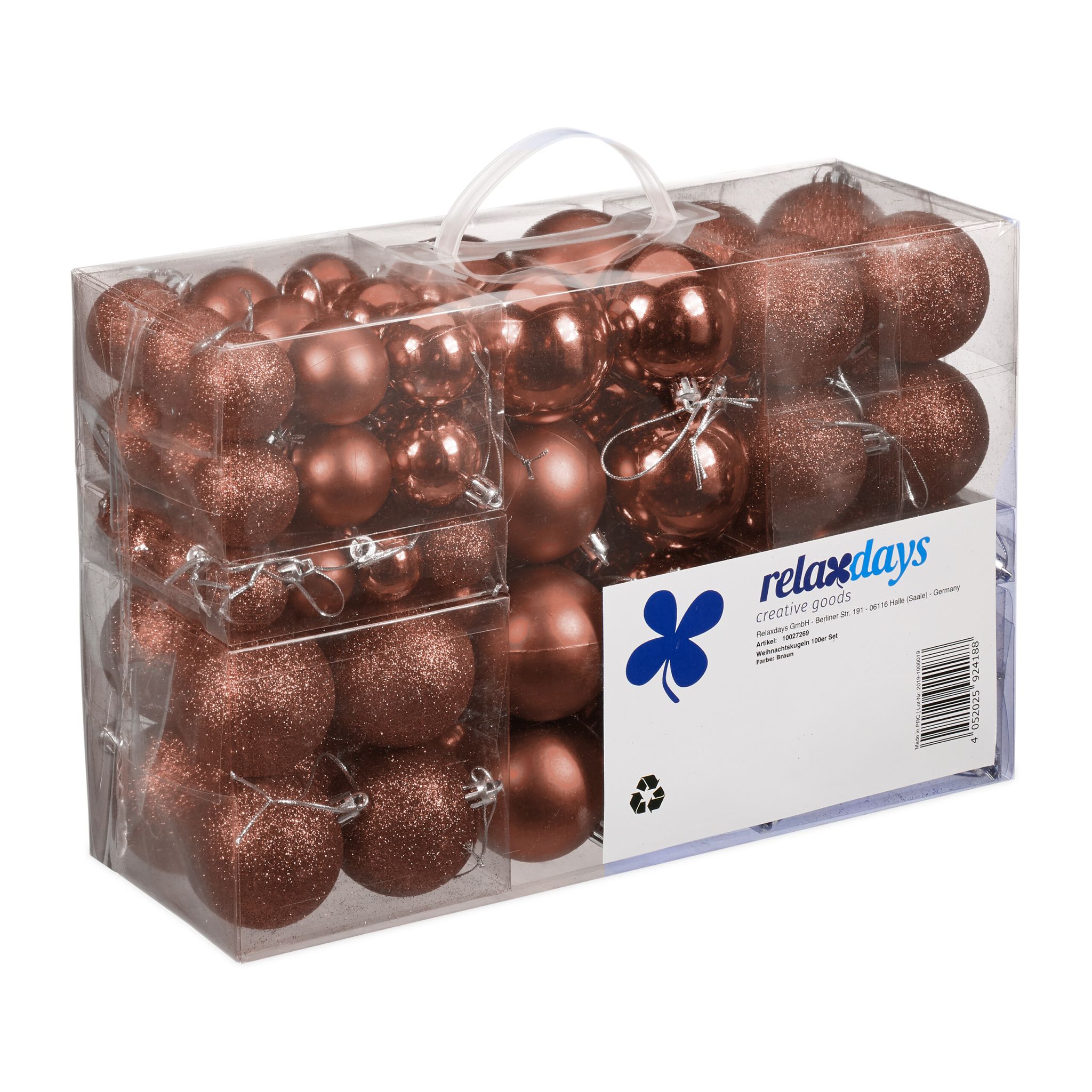 Weihnachtskugeln 100er-Set Braun-Silber