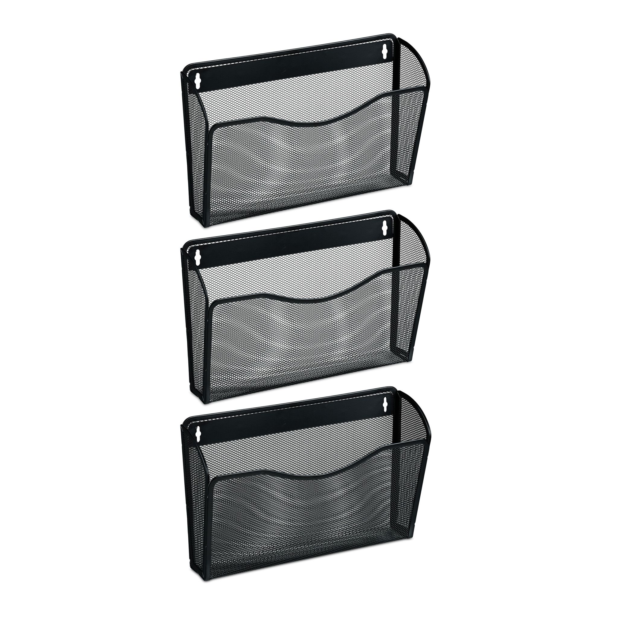 Zeitschriftenhalter Wand 3er-Set Schwarz