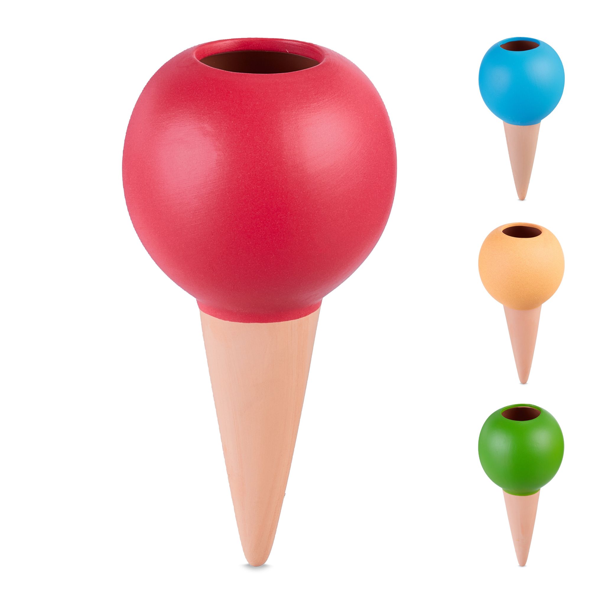 Tonkegel 4er-Set Blau-Hellbraun-Rot