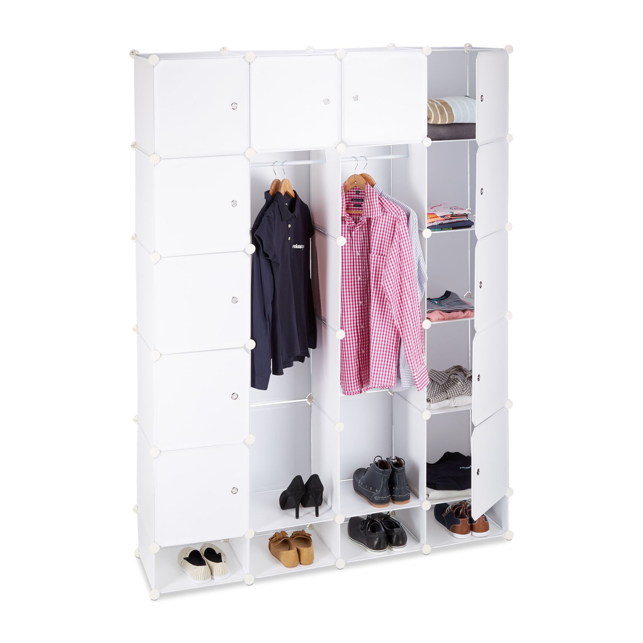 Kleiderschrank Stecksystem 18 Fächer Weiss