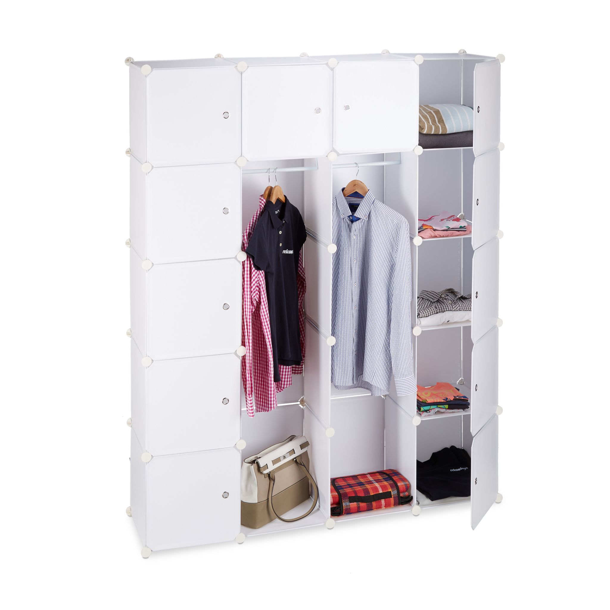 Kleiderschrank Stecksystem 14 Fächer Weiss