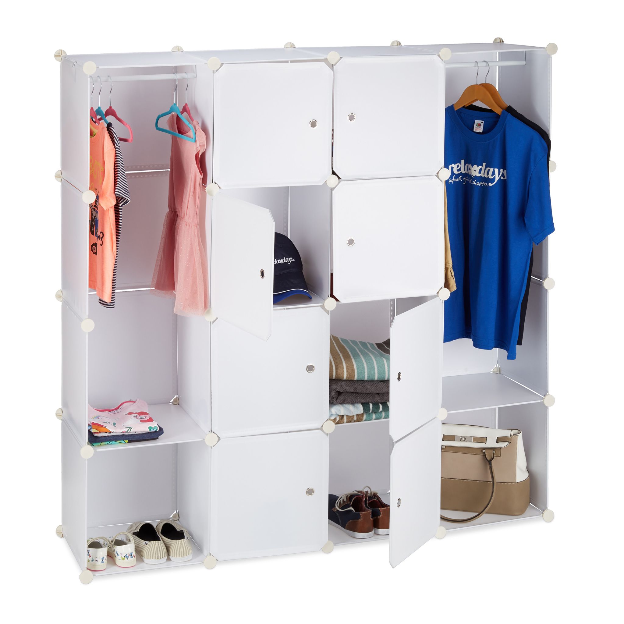 Kleiderschrank Stecksystem 12 Fächer Weiss