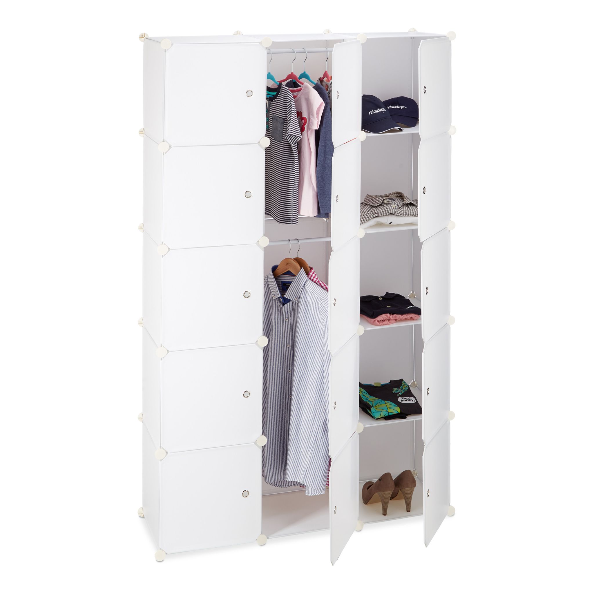 Regalsystem Kleiderschrank 11 Fächer Weiss