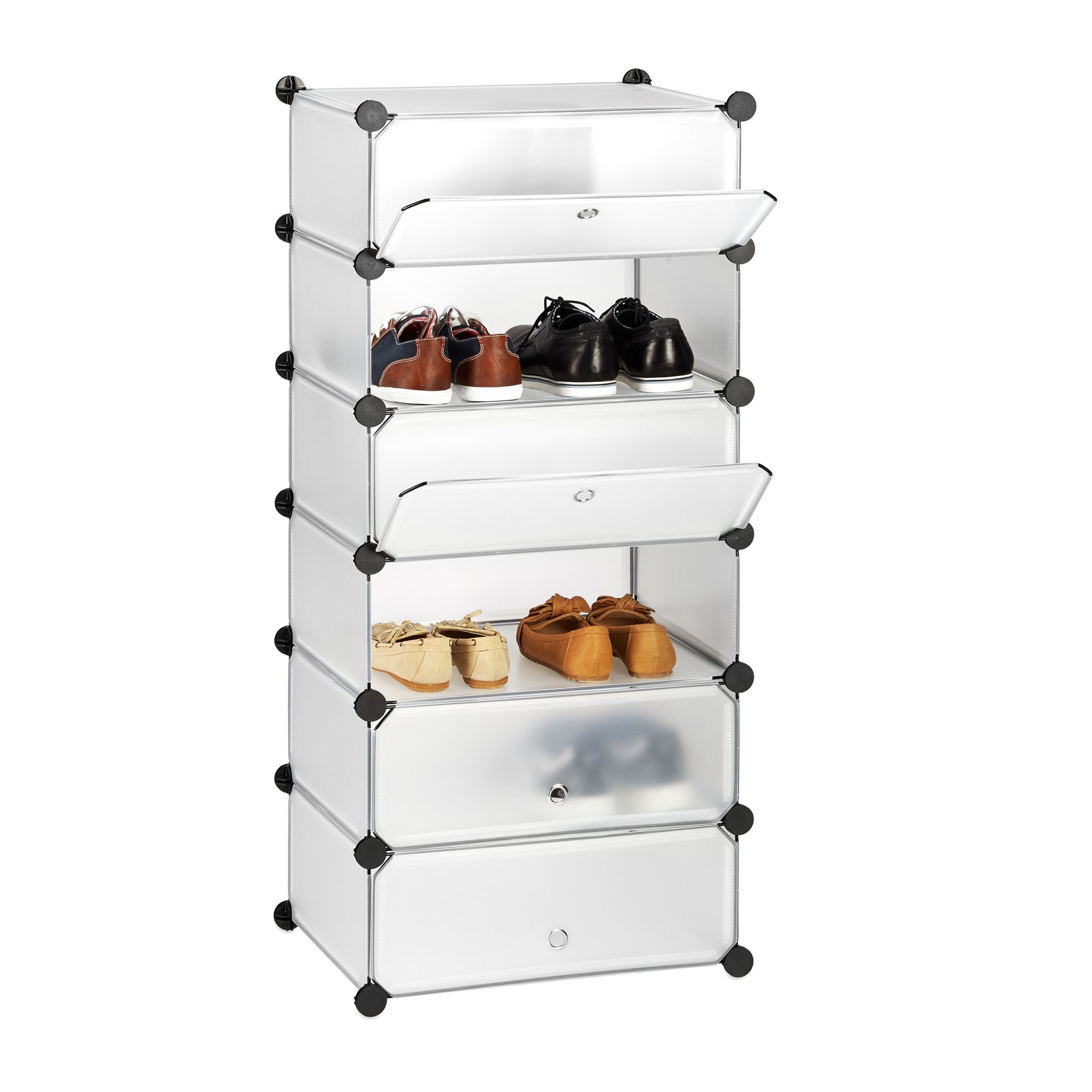 Schuhschrank mit 6 Fächern Schwarz-Transparent