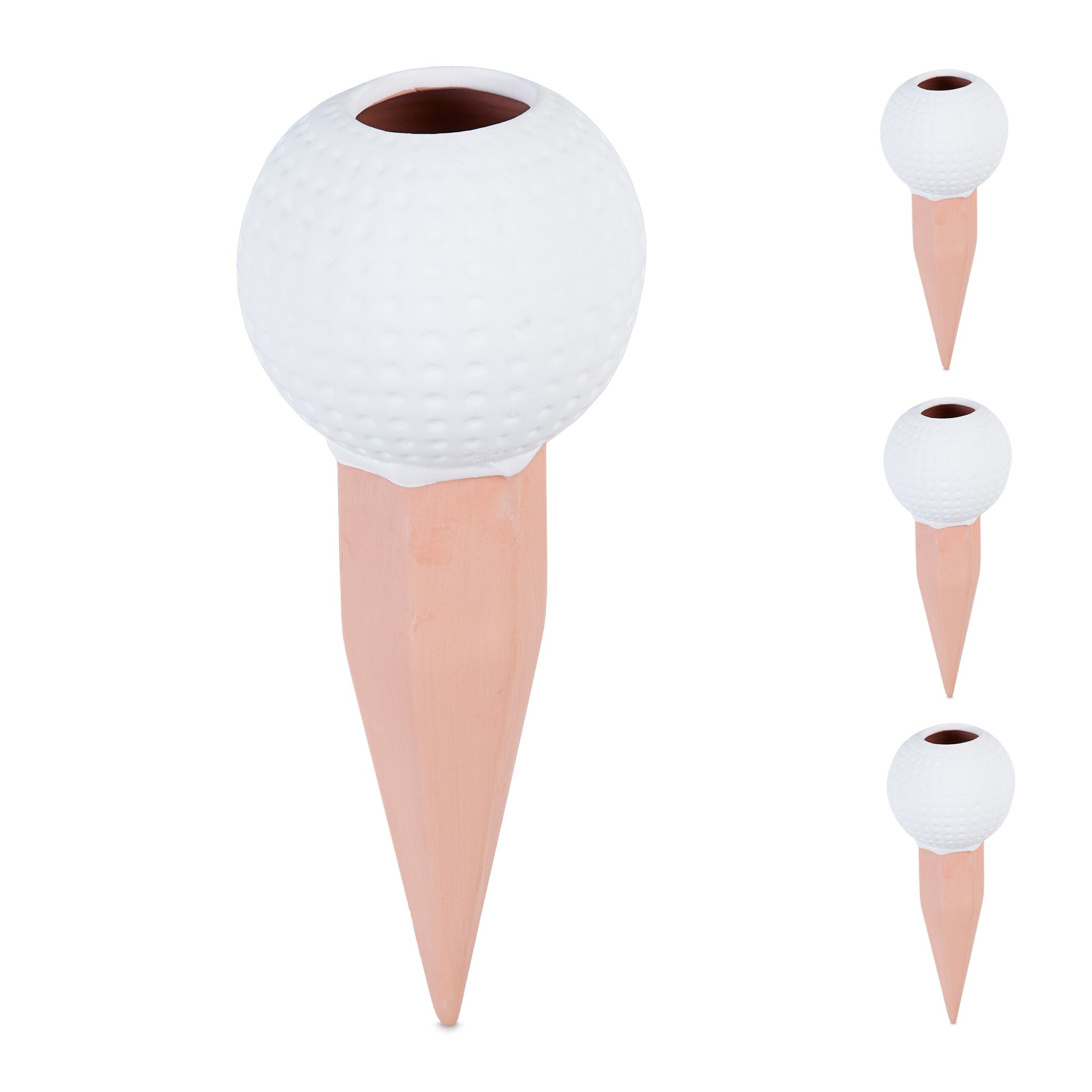 Tonkegel Golfball 4er-Set Weiss-Hellbraun