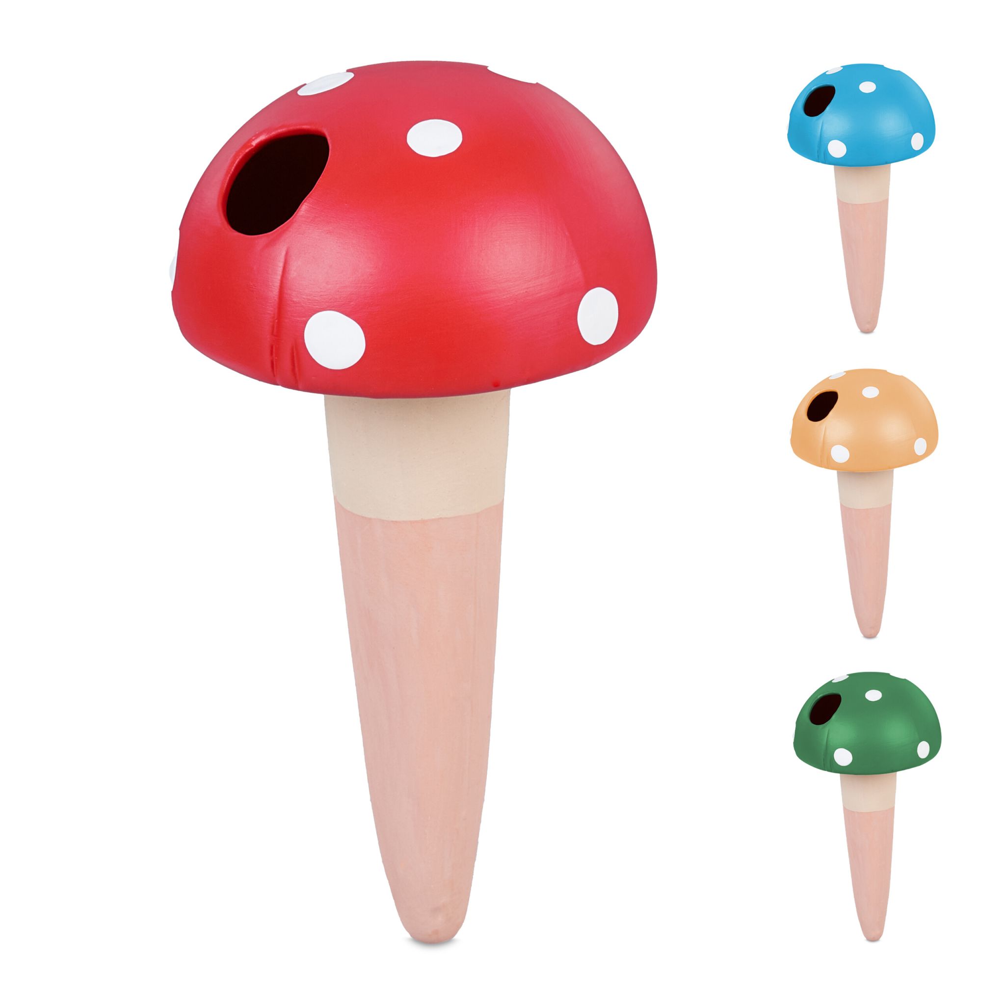 Tonkegel Pilz-Design 4er-Set Dunkelgrün-Hellbraun-Rot