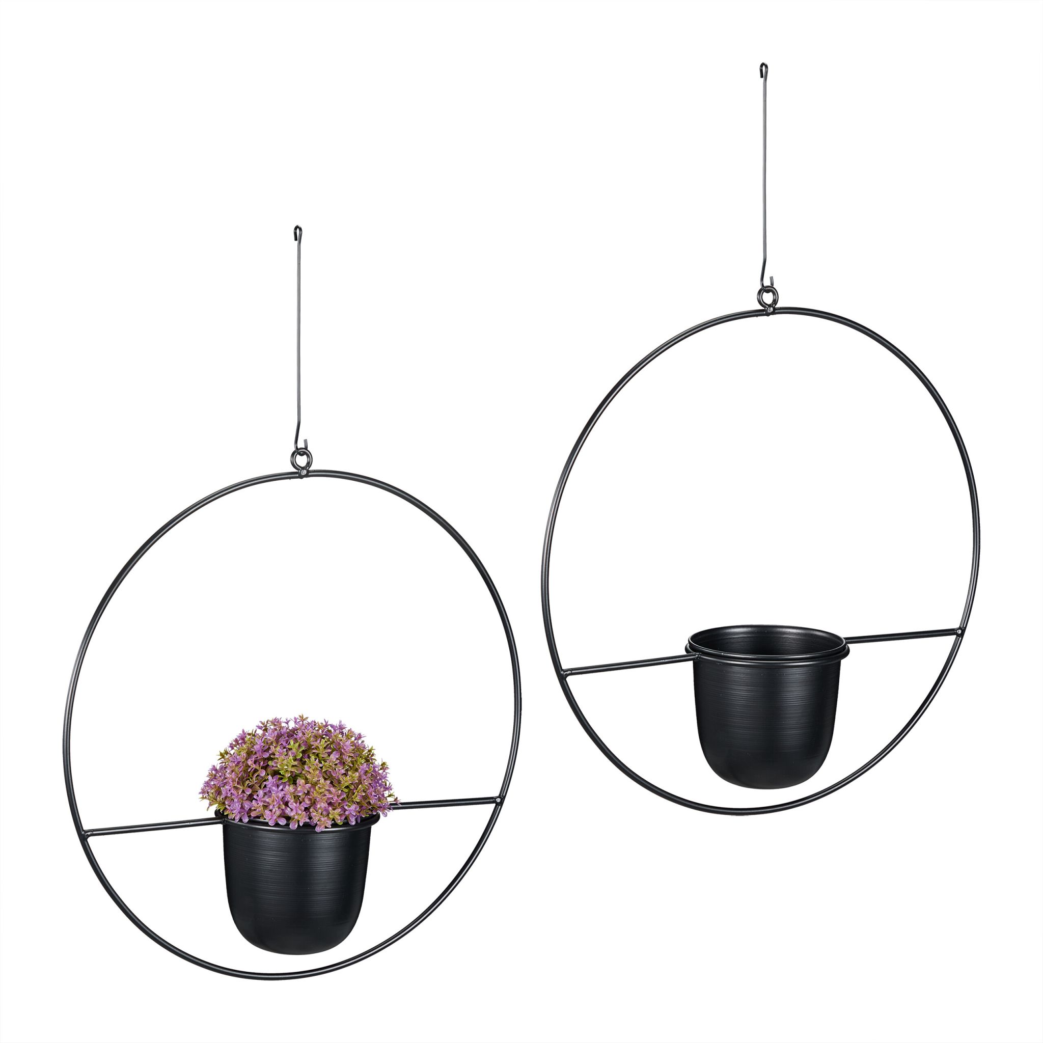 Blumenampel 2er-Set Schwarz