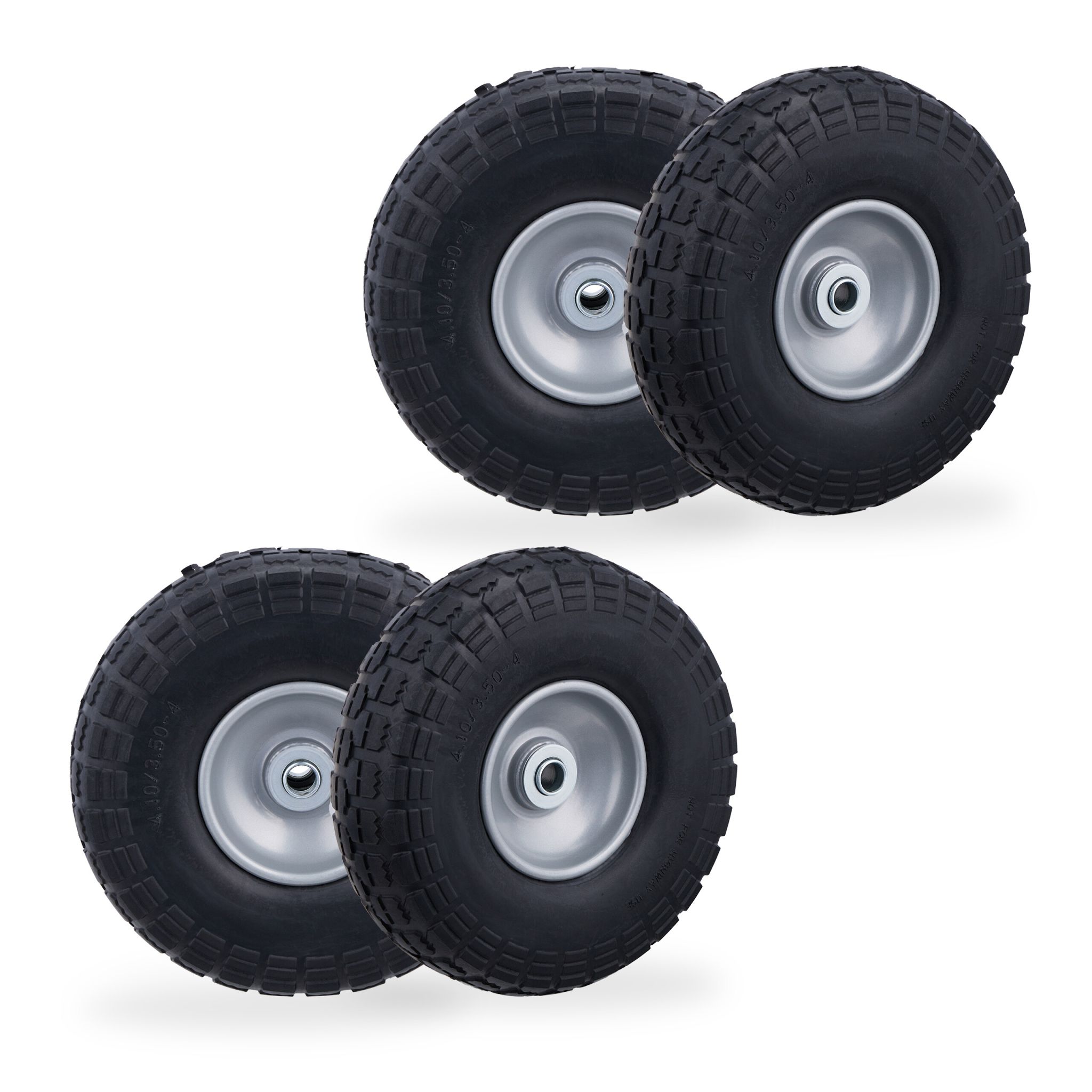 Sackkarrenrad PU 4er-Set Schwarz-Grau