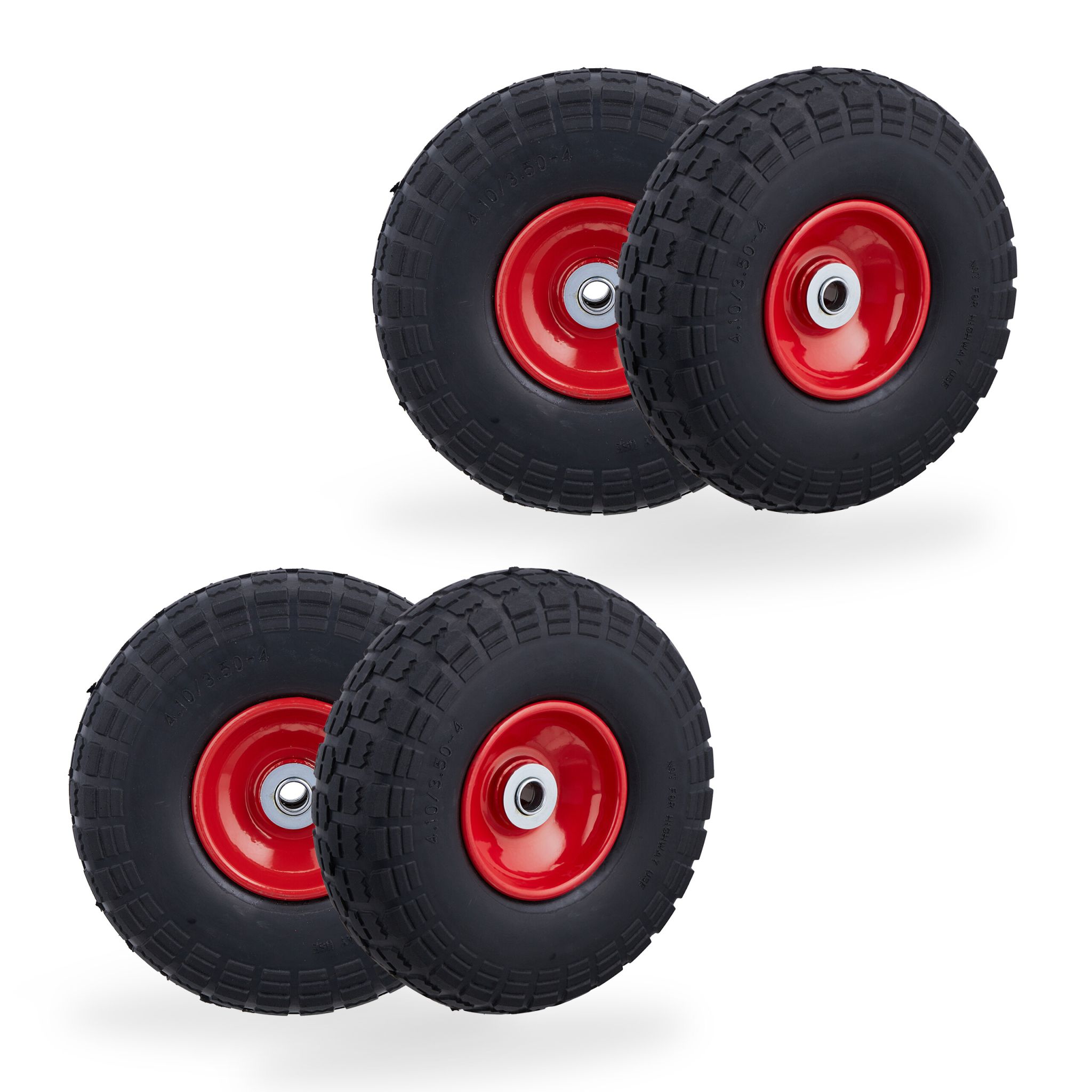 Sackkarrenrad PU 4er-Set Rot-Schwarz