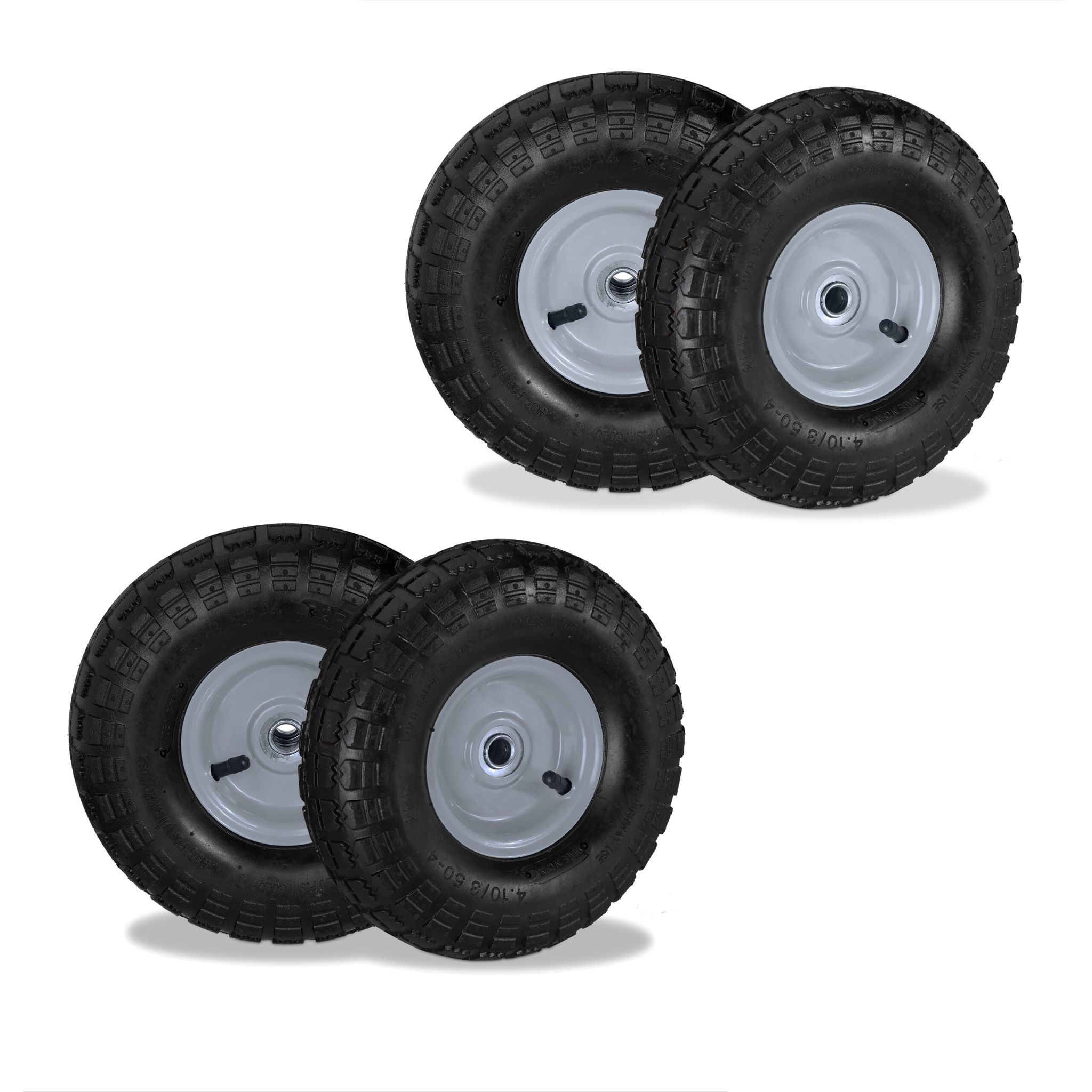 Sackkarrenrad 4er-Set 4.10 3.50-4 Schwarz-Grau