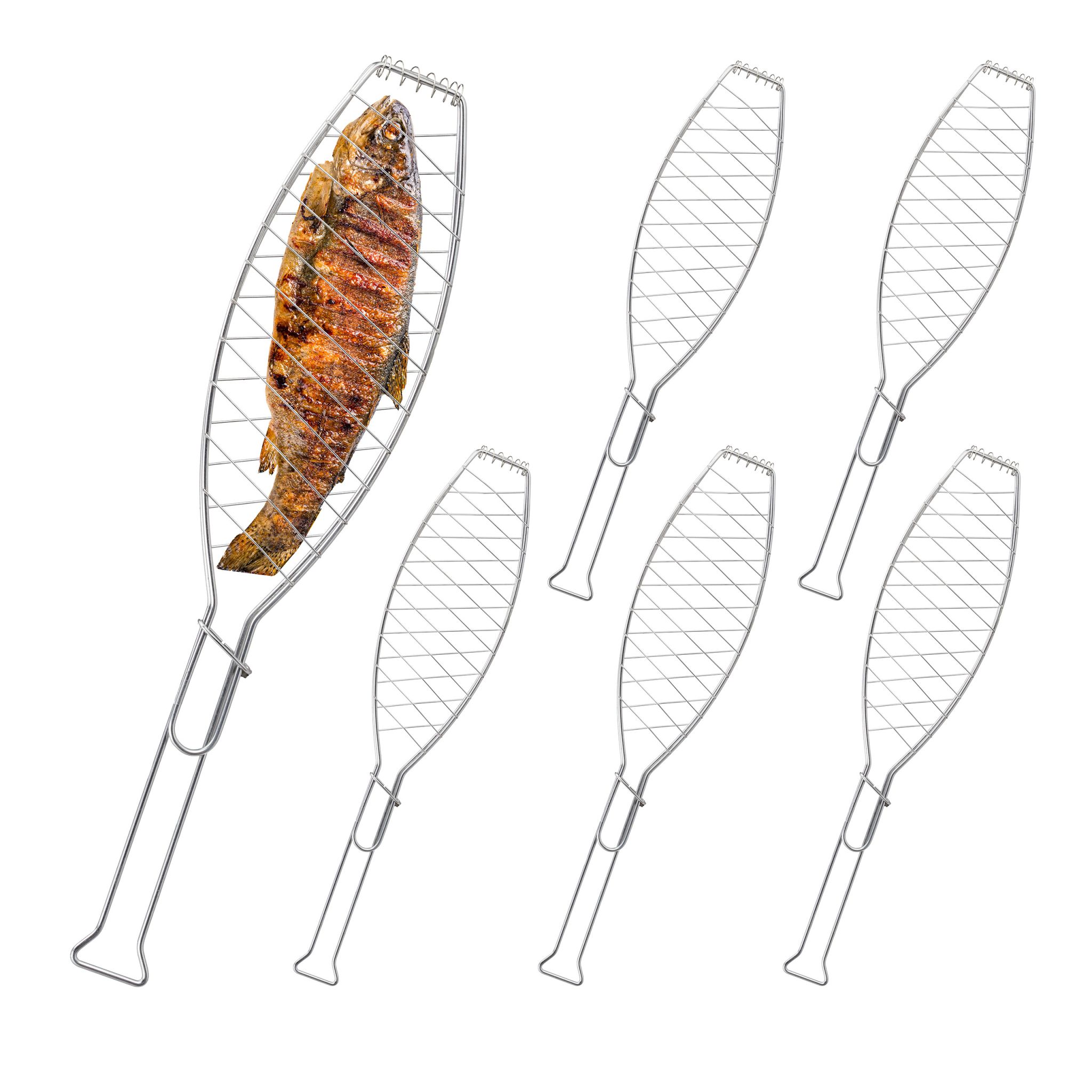 Fischbräter Grill 6er-Set Silber