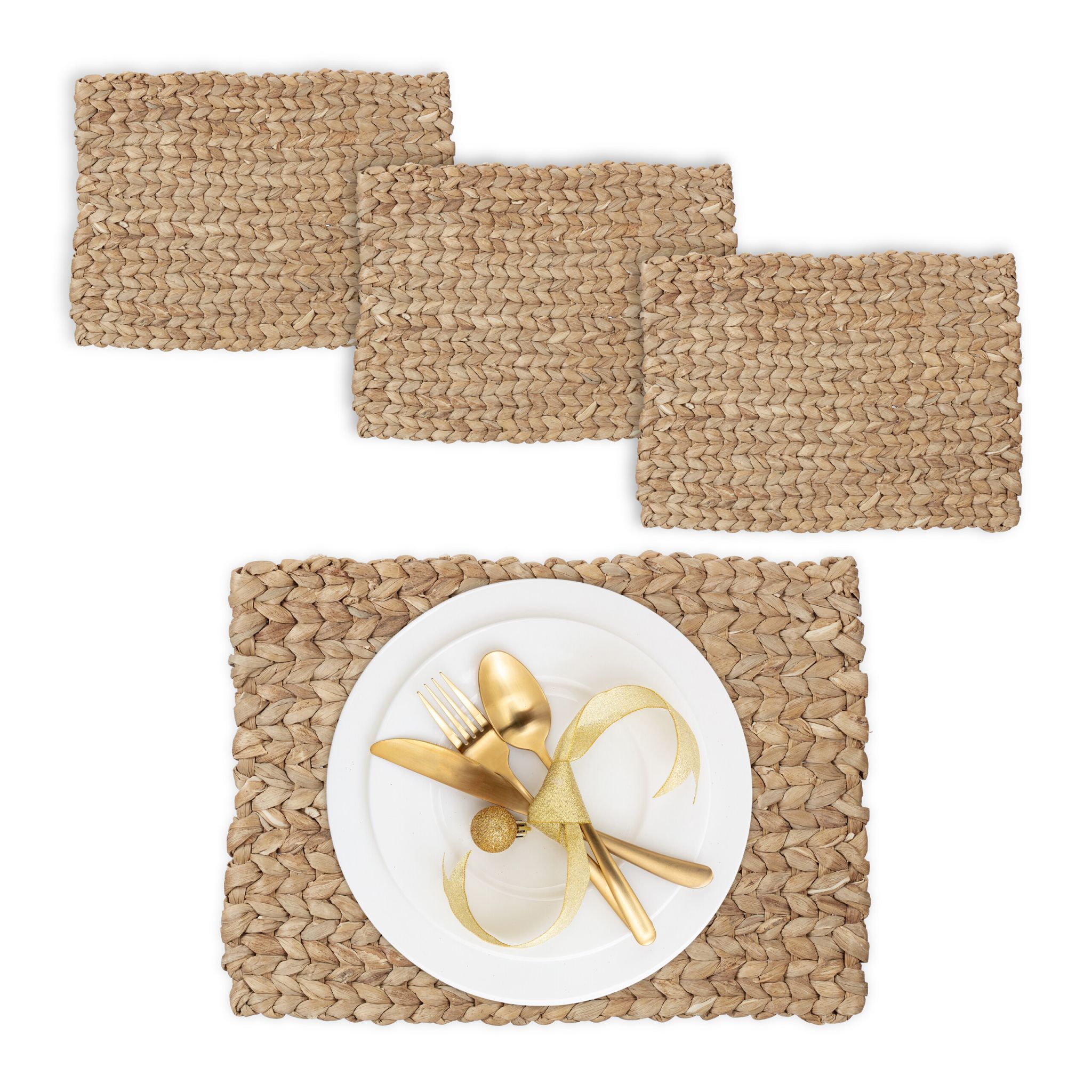 Eckige Tischsets 4er-Set Hellbraun