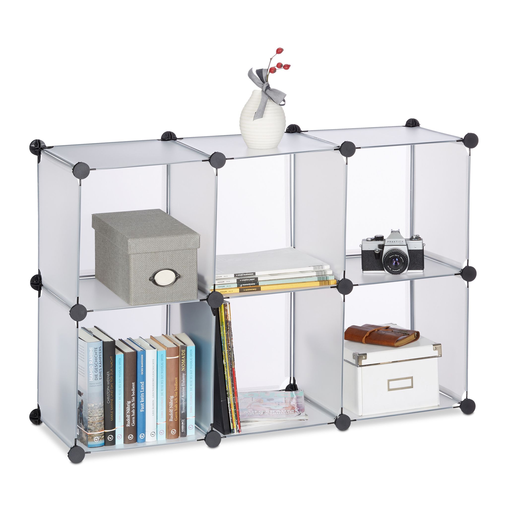 Regalsystem 6 Fächer Schwarz-Transparent