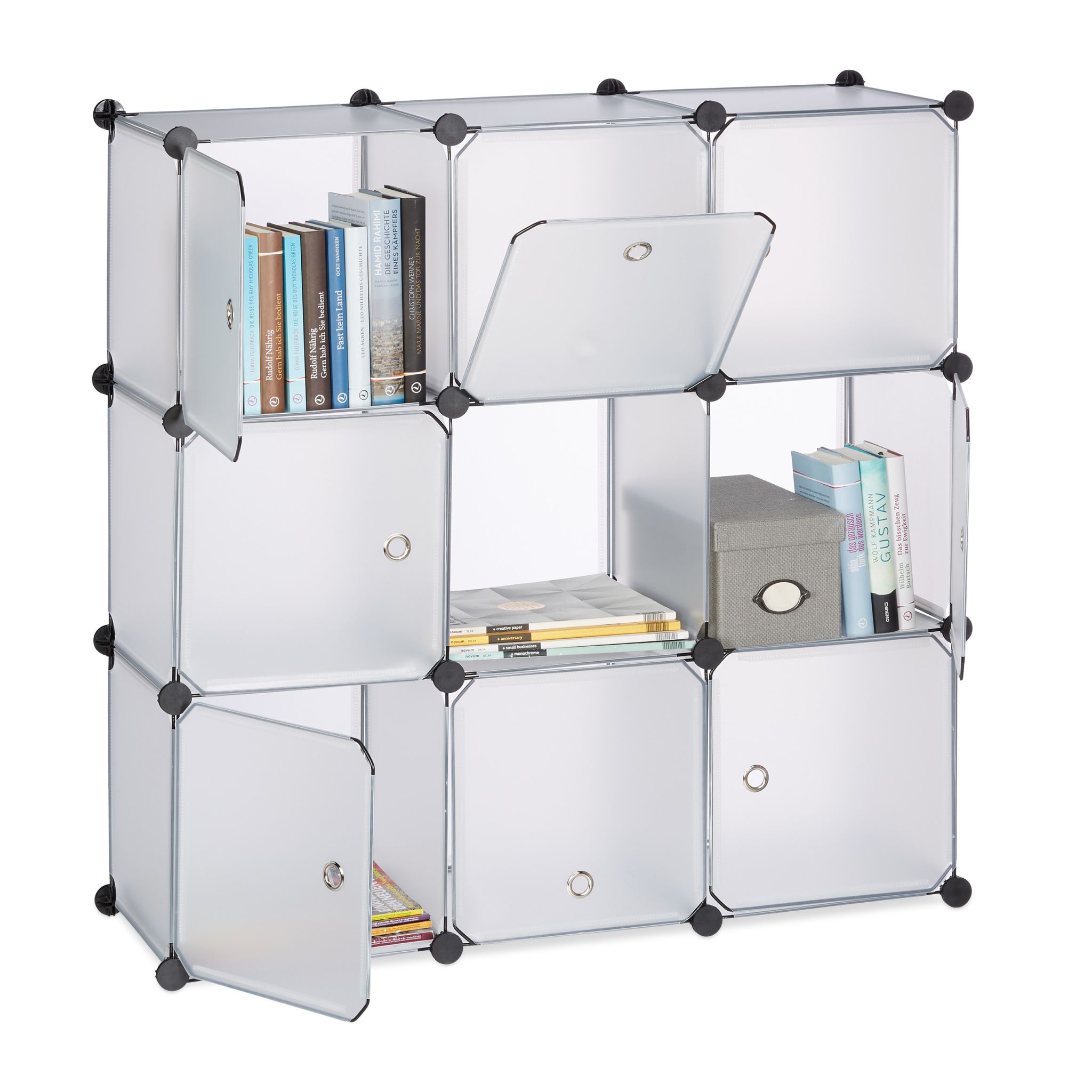 Regalsystem mit Türen Schwarz-Transparent