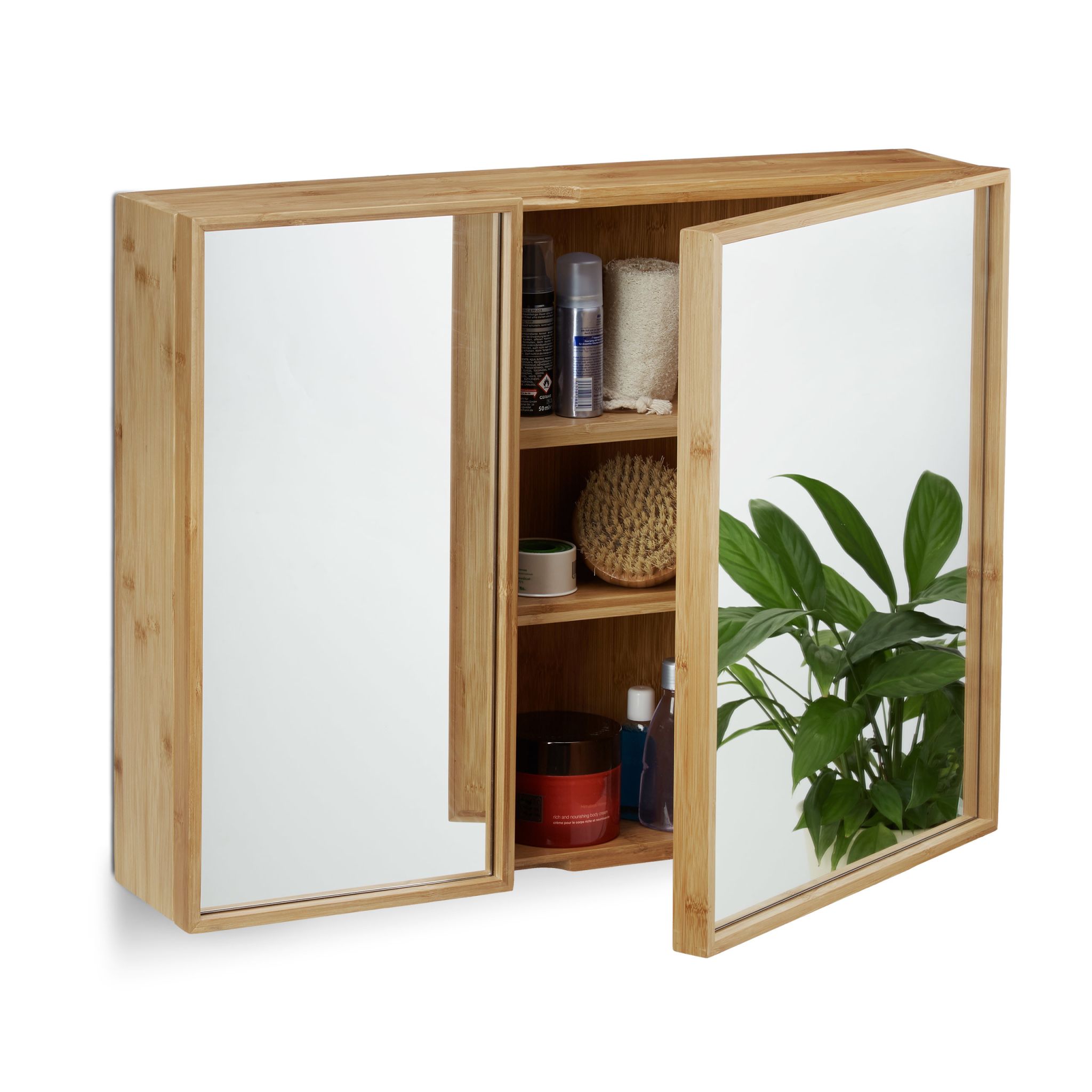 Bad Spiegelschrank mit 2 Türen Hellbraun-Transparent