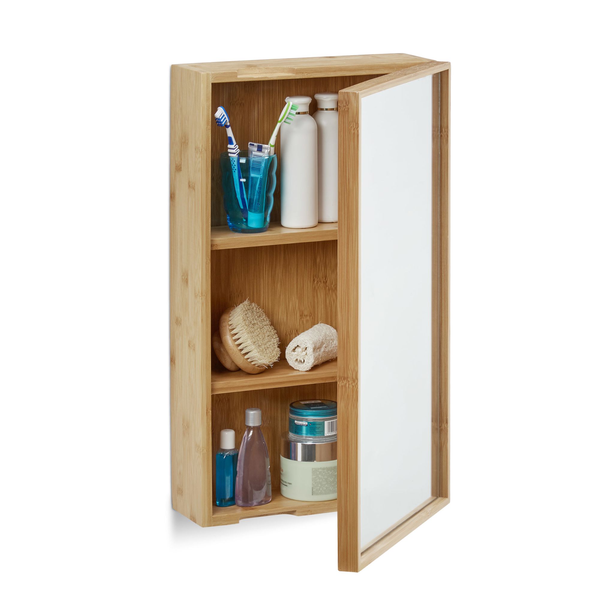 Bad Spiegelschrank mit Tür Hellbraun