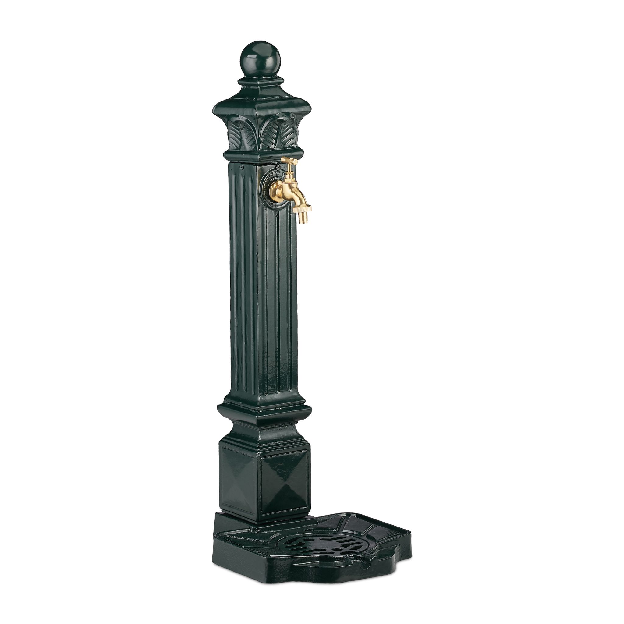 Standbrunnen Antik Säule Dunkelgrün-Gold