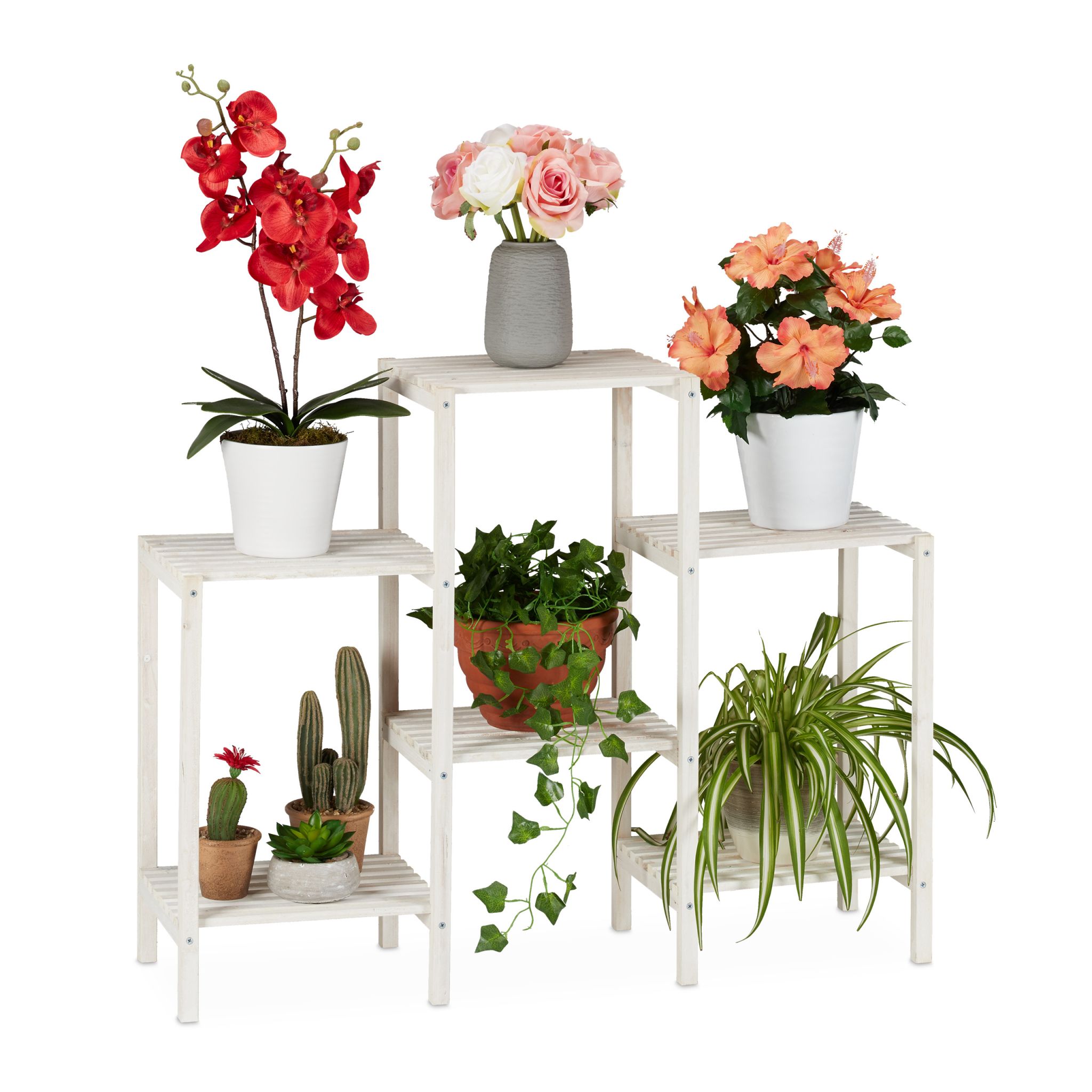 Blumenregal Holz weiss Weiss