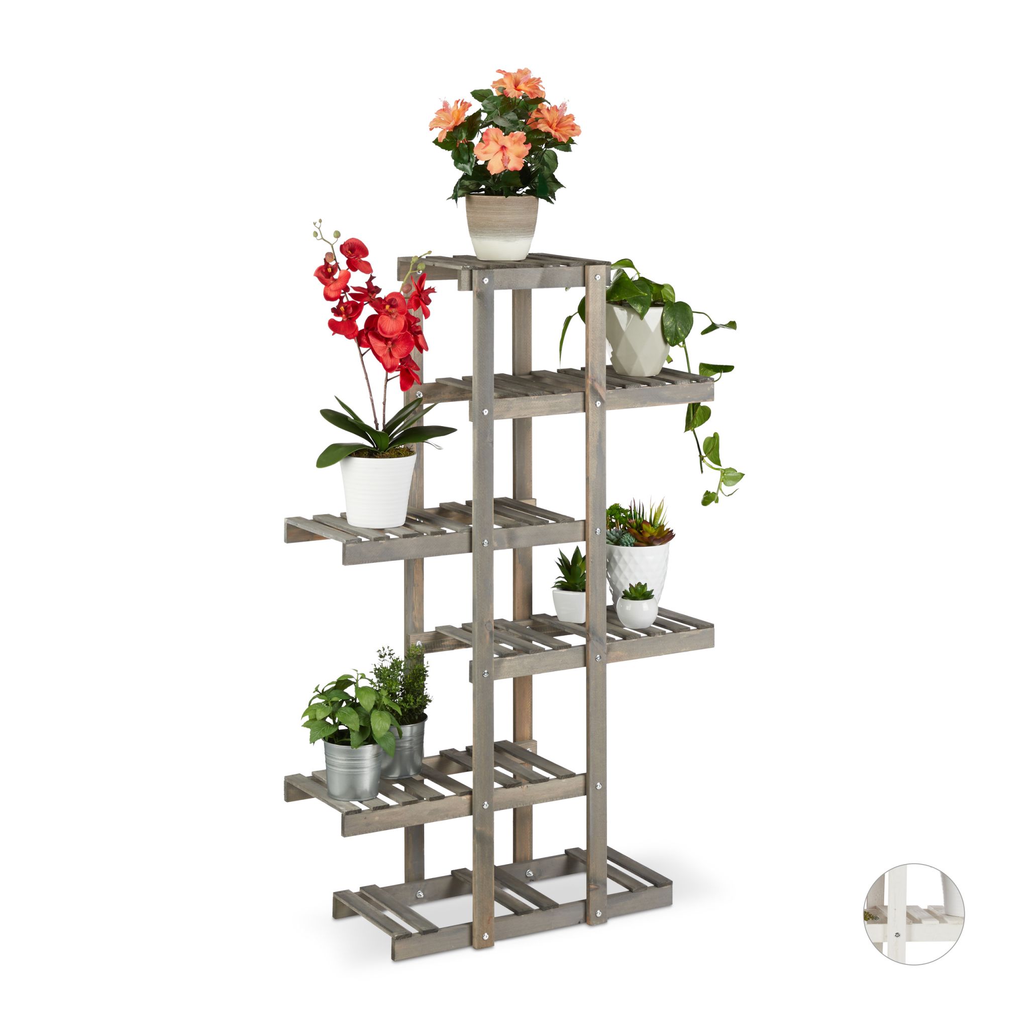 Blumenregal Holz 5 Ebenen Grau