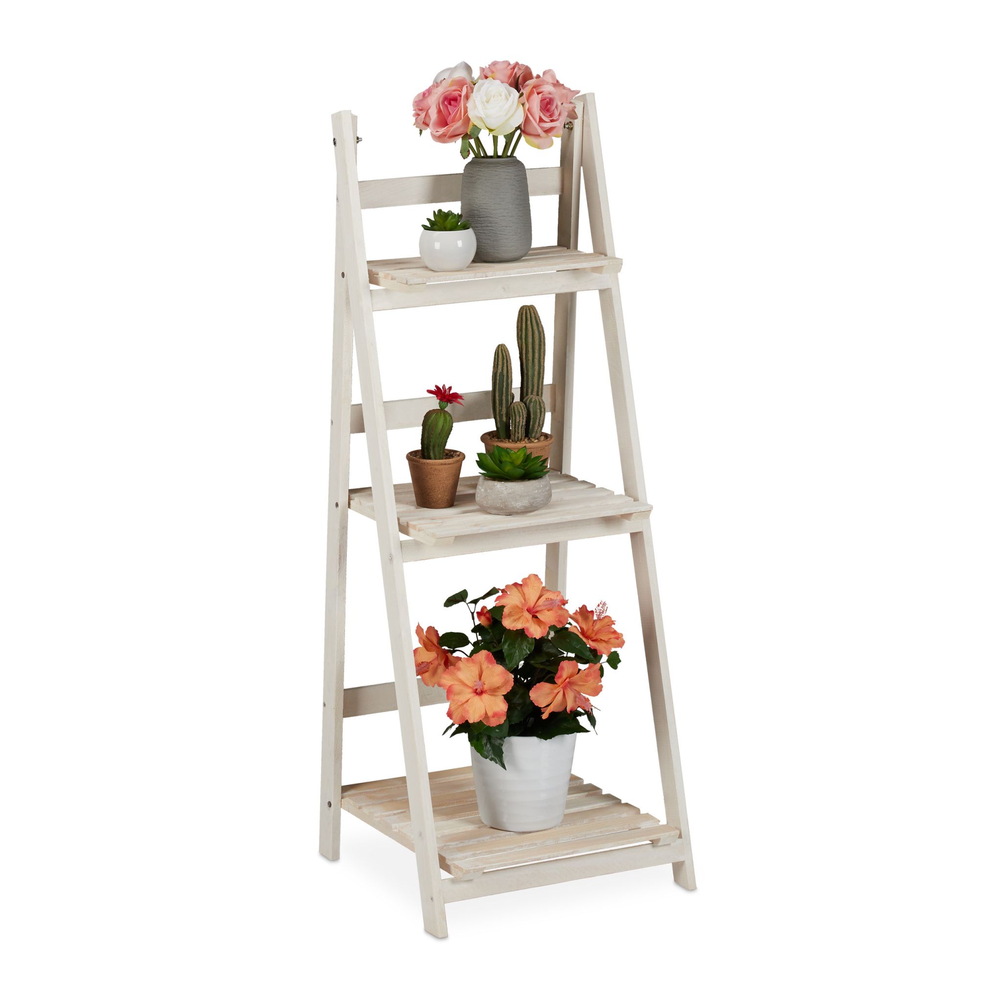 Blumentreppe Holz Weiss