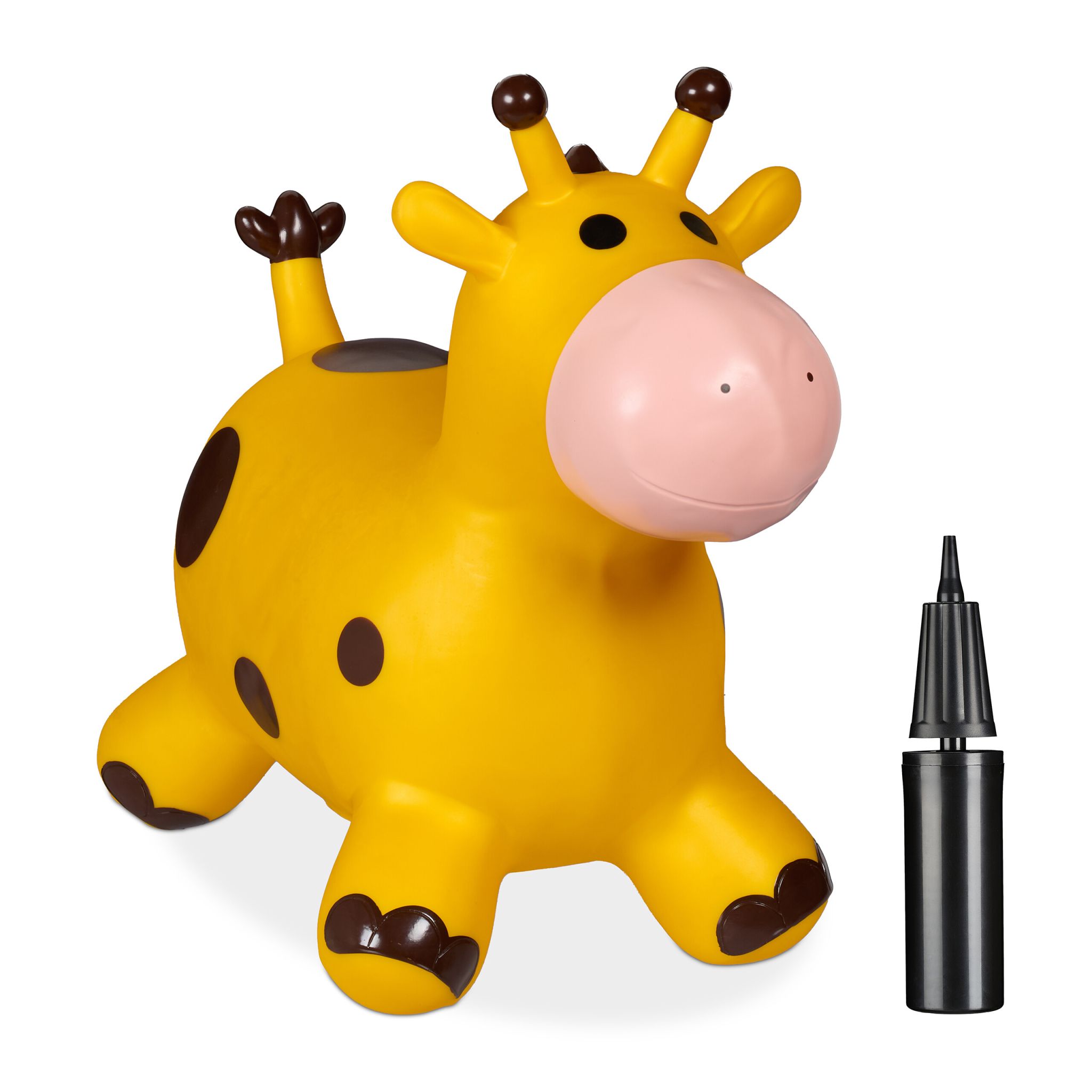 Hüpftier Giraffe Dunkelbraun-Gelb-Rosa
