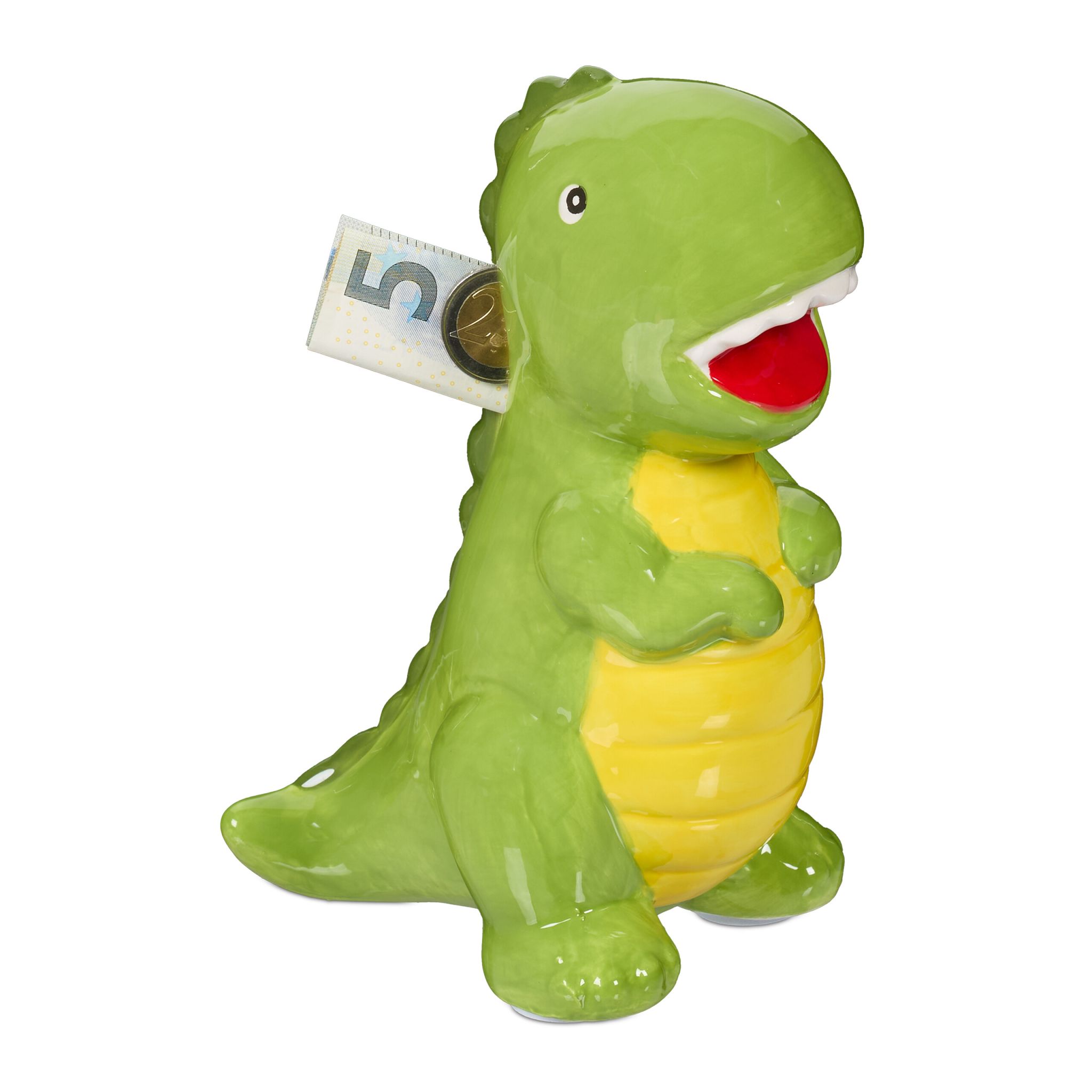 Spardose Dinosaurier Gelb-Grün-Rot