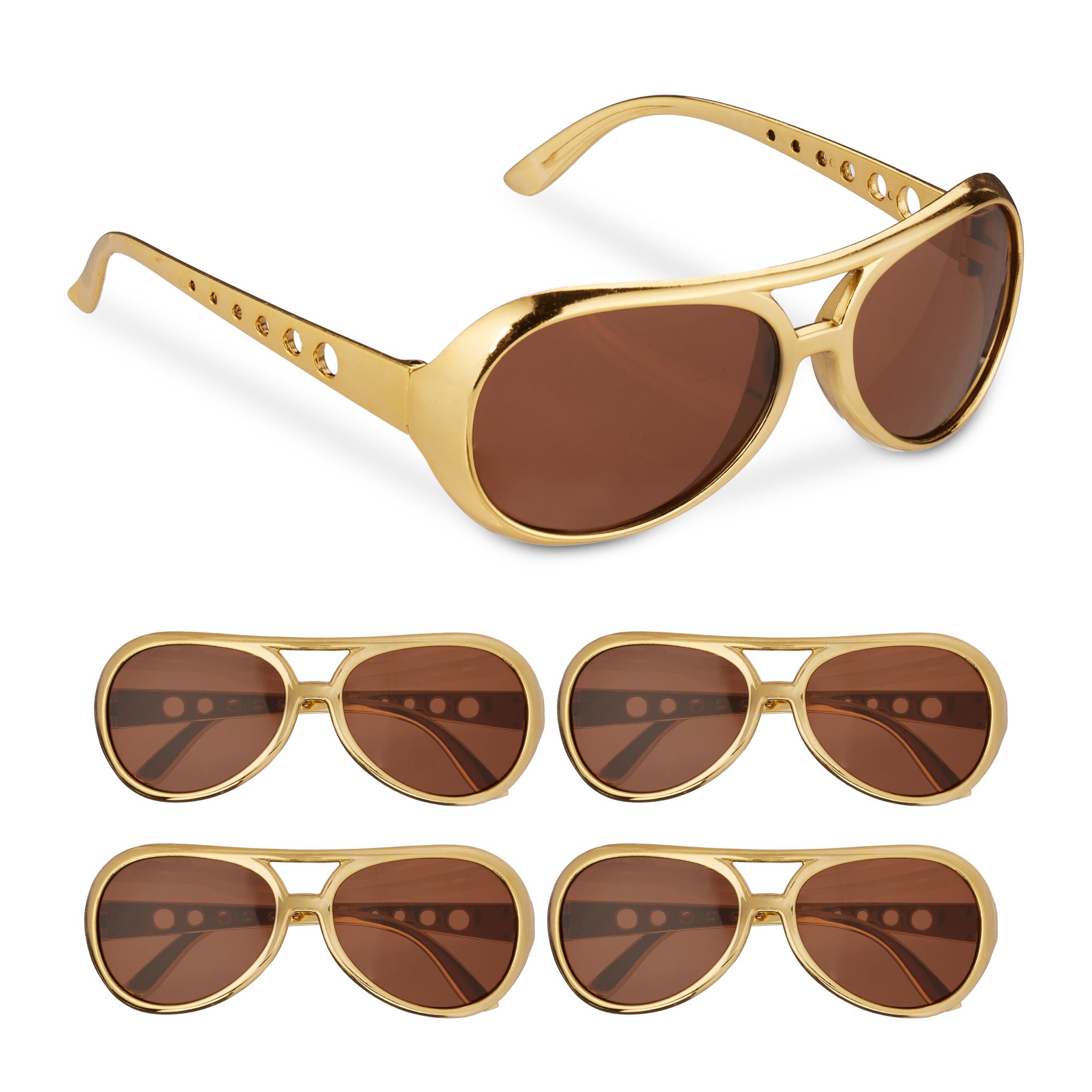 Partybrille Rapper 5er-Set Gold-Schwarz
