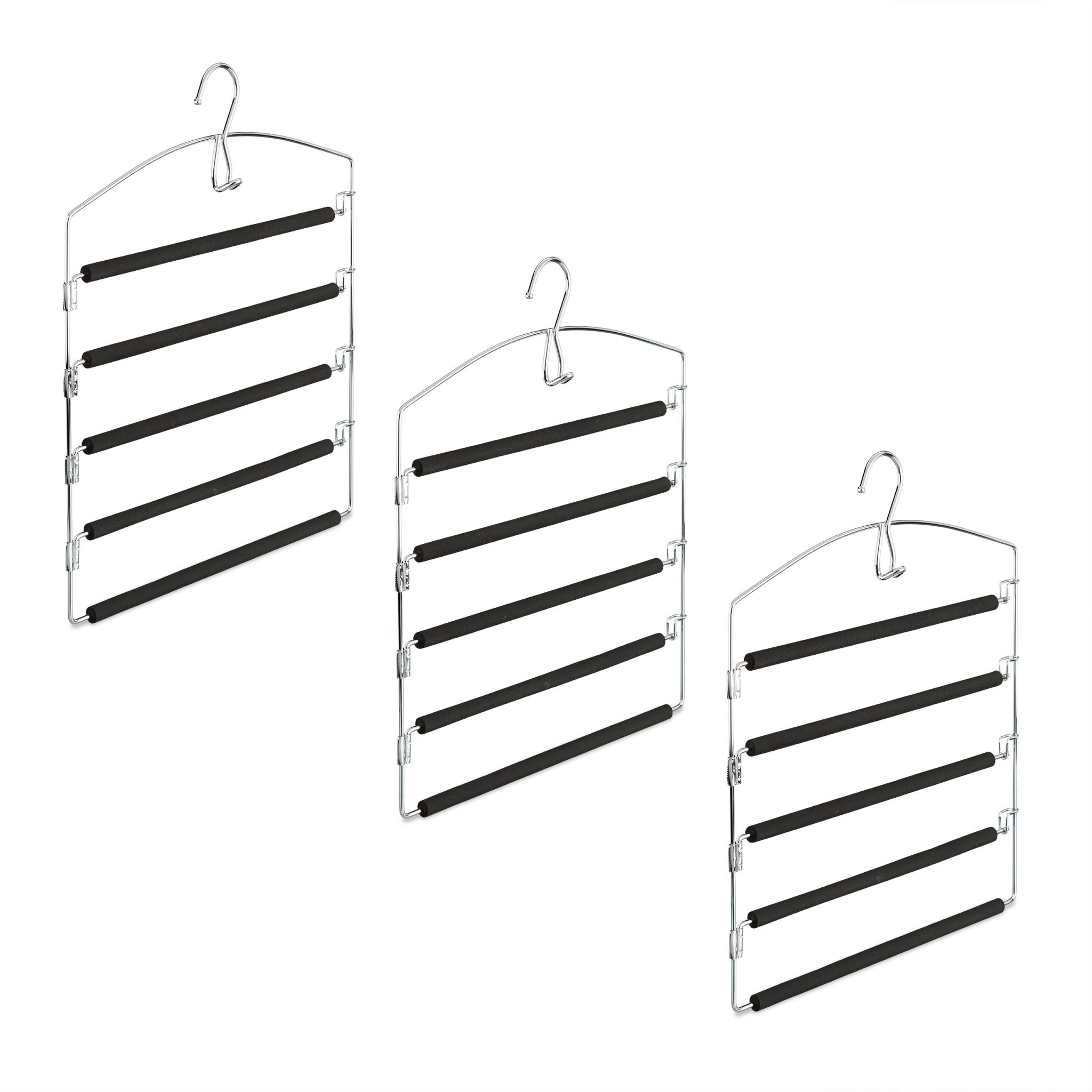 Hosenbügel 3er-Set Schwarz-Silber