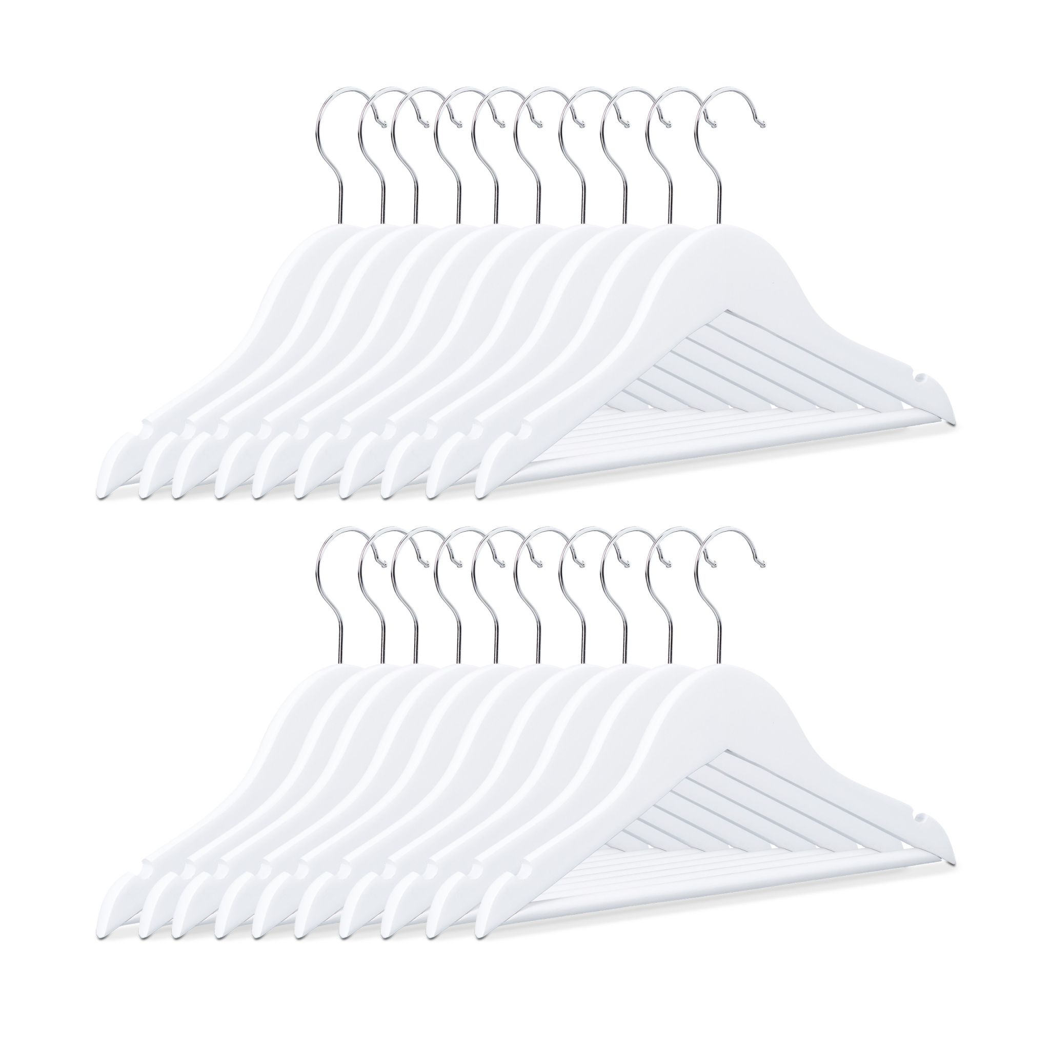 Kinderkleiderbügel Holz 20er-Set Weiss-Silber