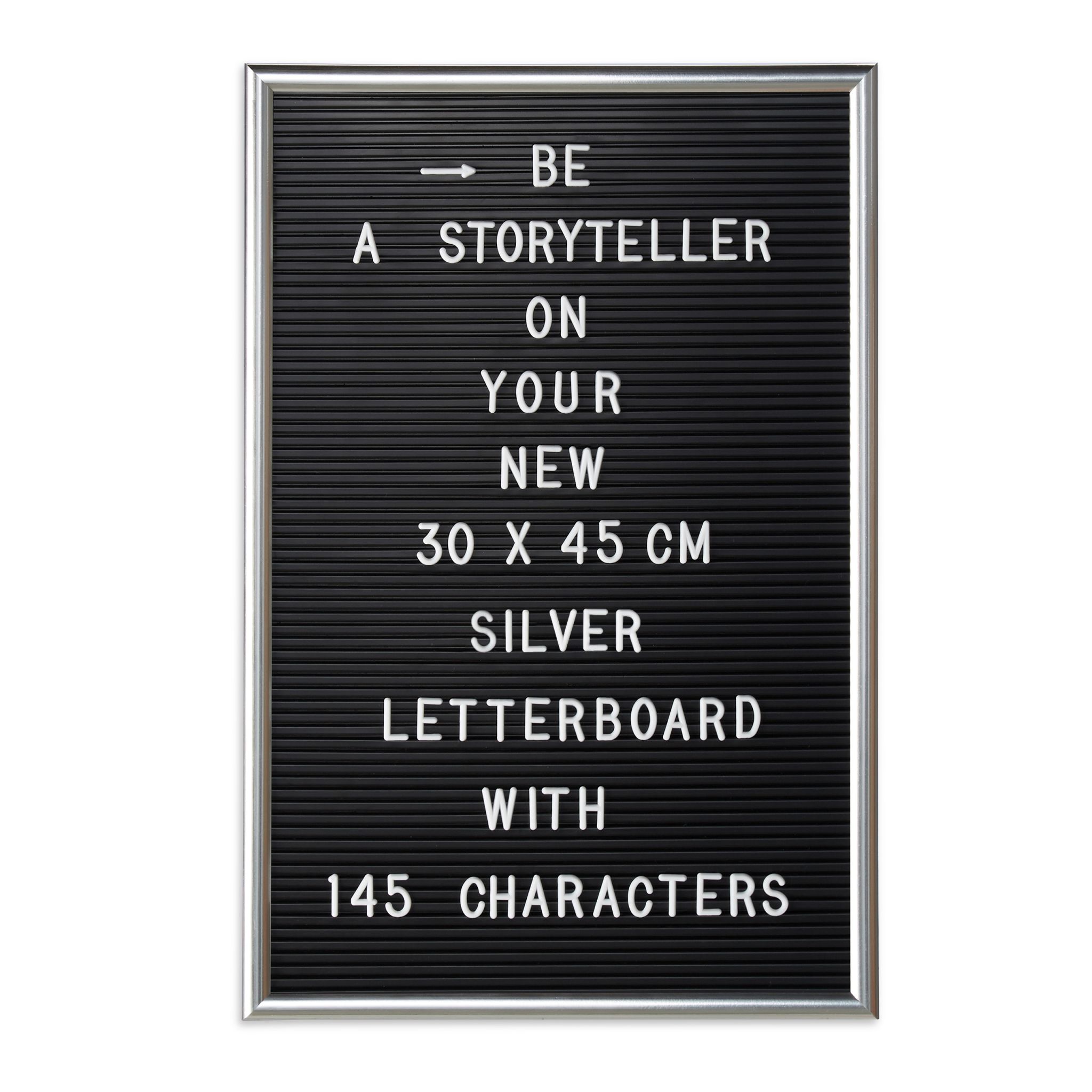 Letterboard 30 x 45cm Schwarz-Silber
