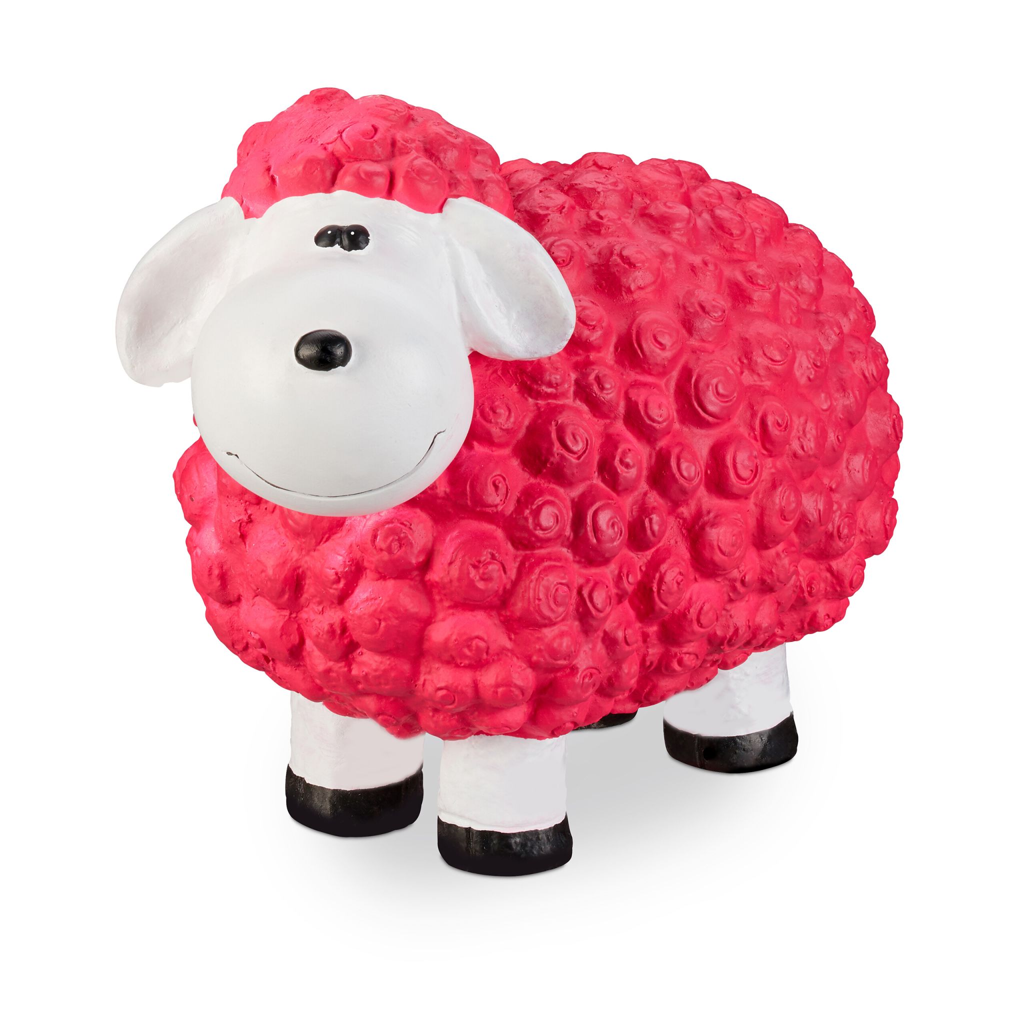 Gartenfigur Schaf Weiss-Pink-Schwarz