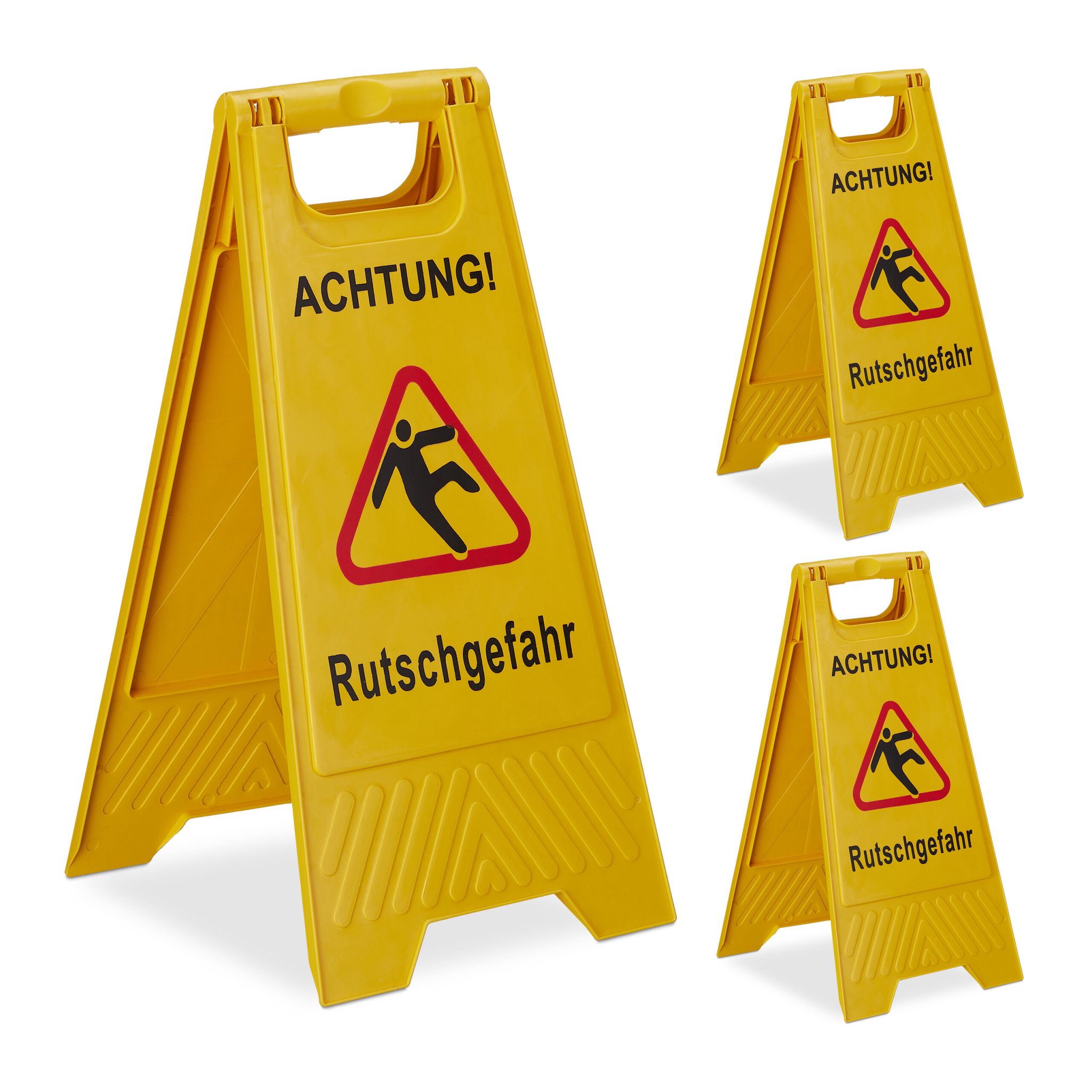 Rutschgefahr Aufsteller 3er-Set Gelb-Rot-Schwarz