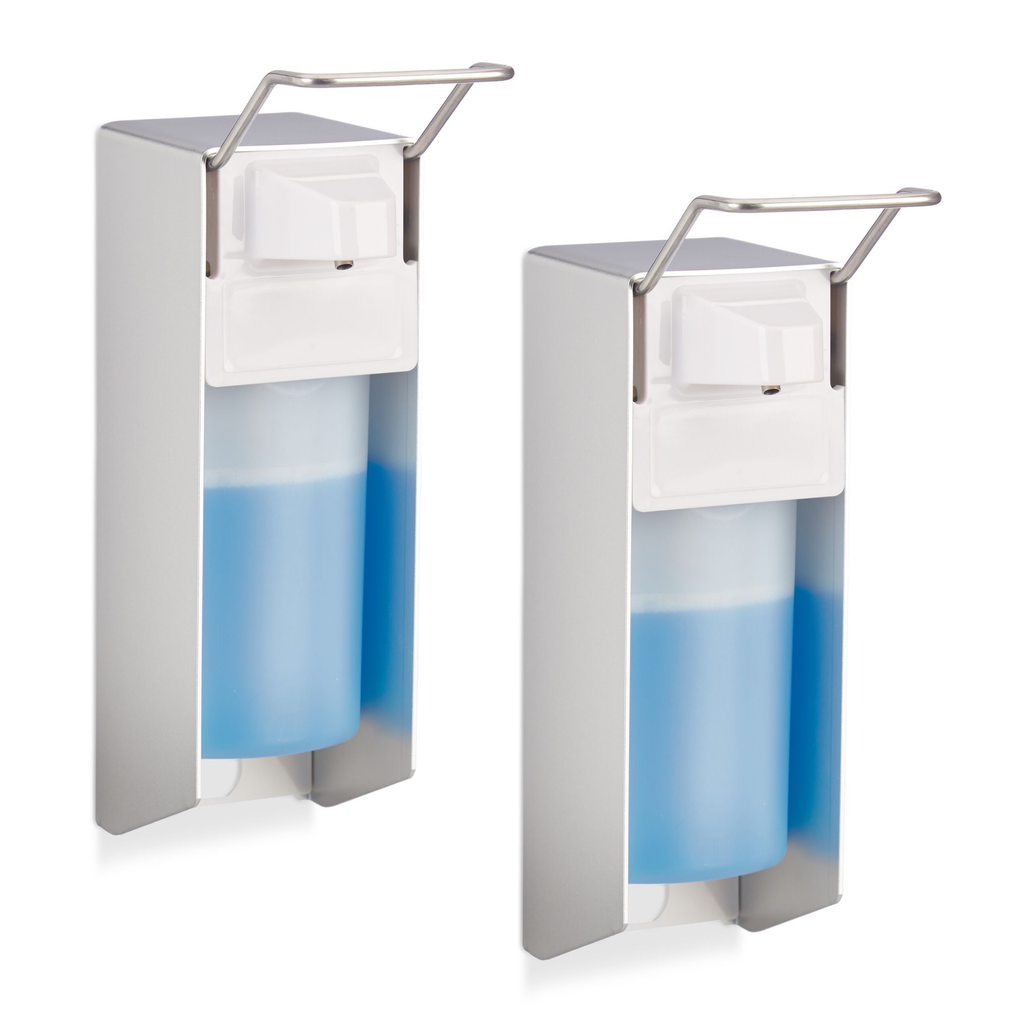 Desinfektionsspender 500 ml 2er-Set Weiss-Silber