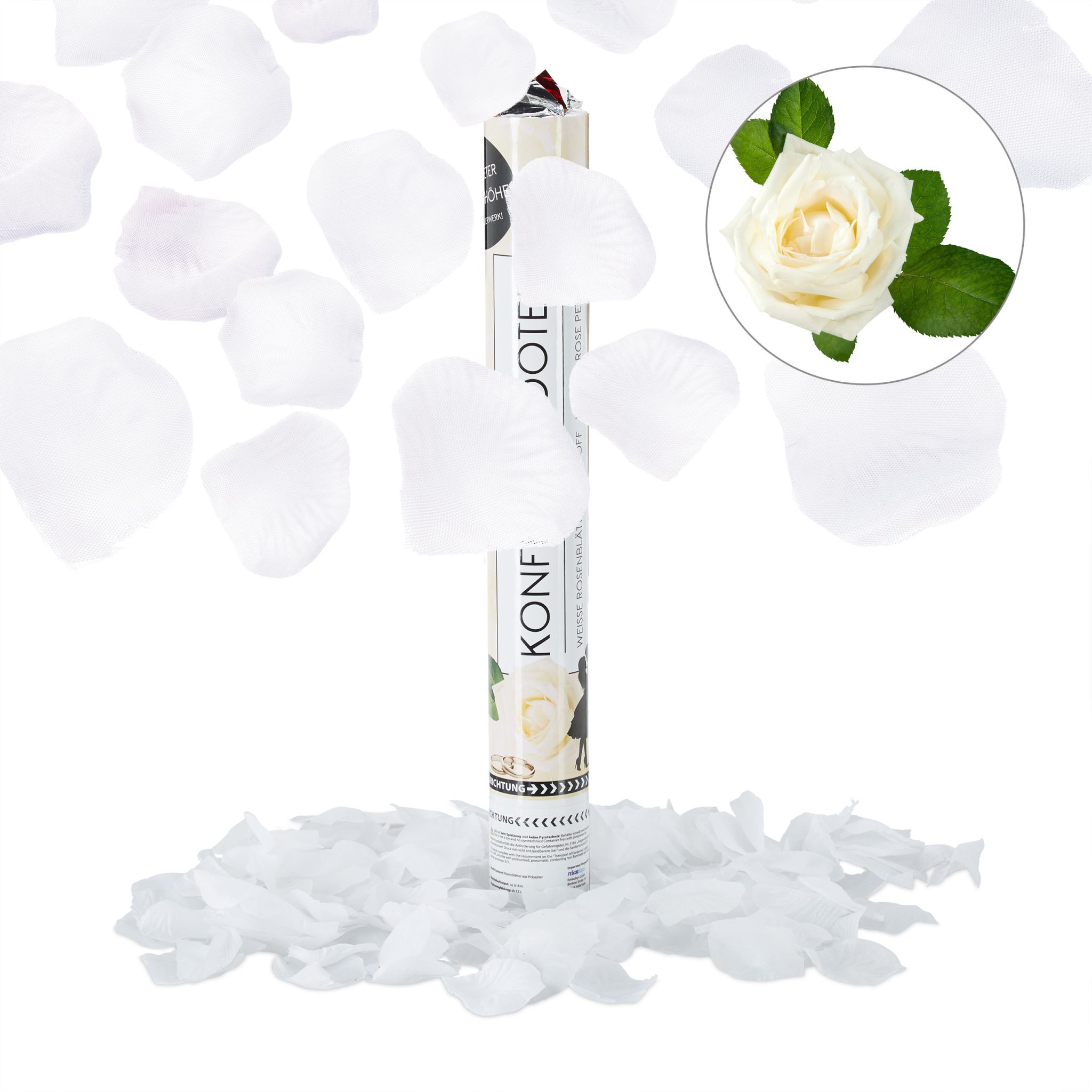 Party Popper Rosenblätter weiss Weiss