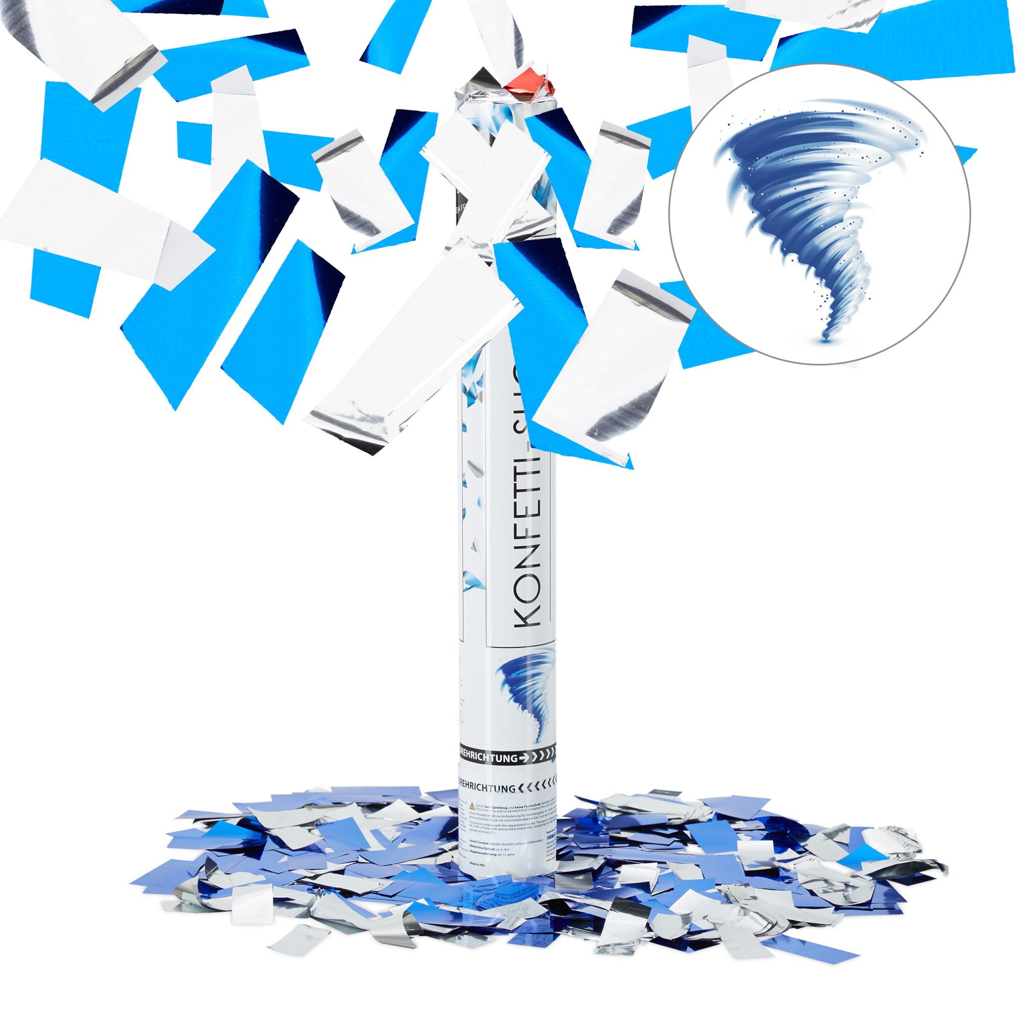 Party Popper 40cm blau-silber Hellblau-Silber