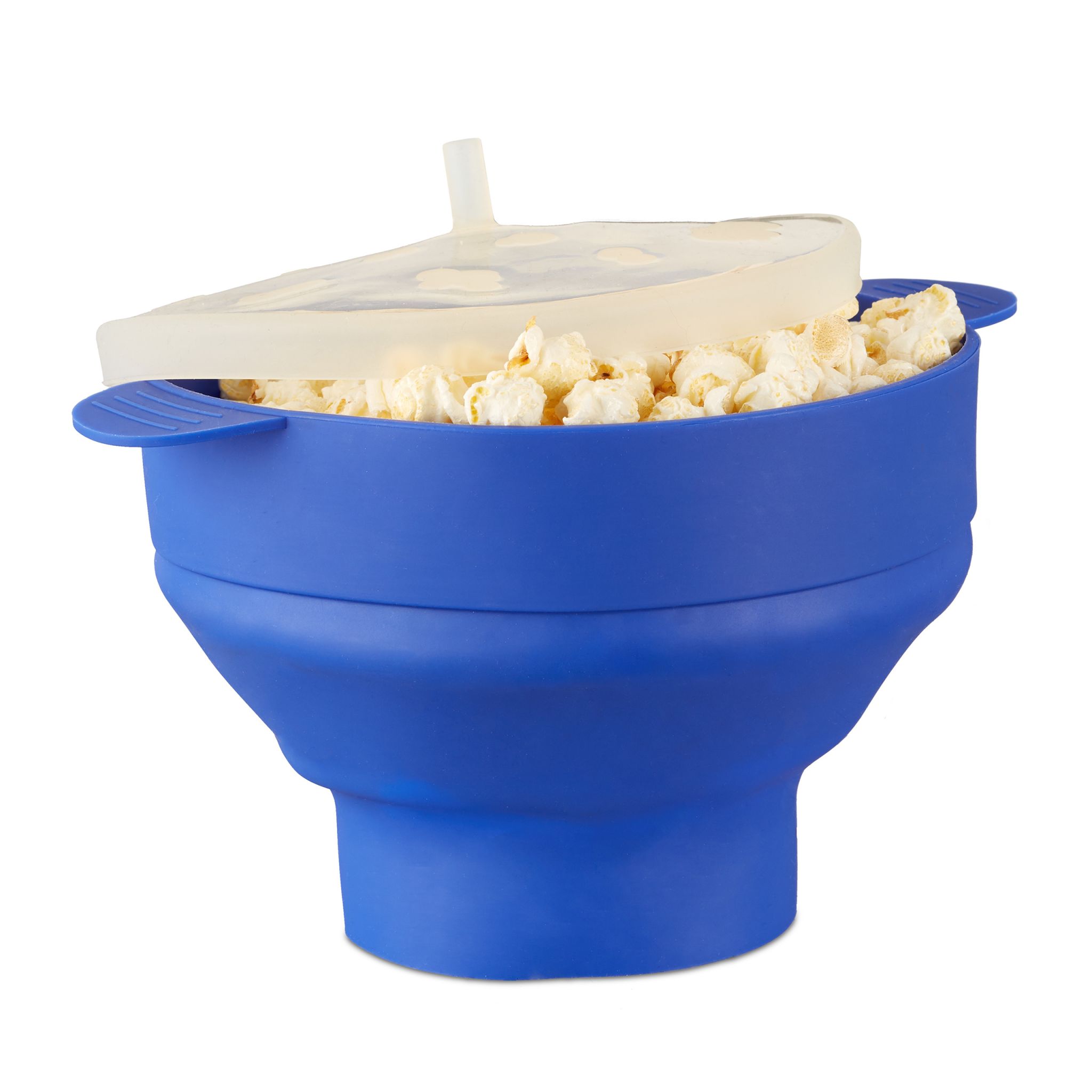 Popcorn Maker Silikon für die Mikrowelle Blau-Transparent