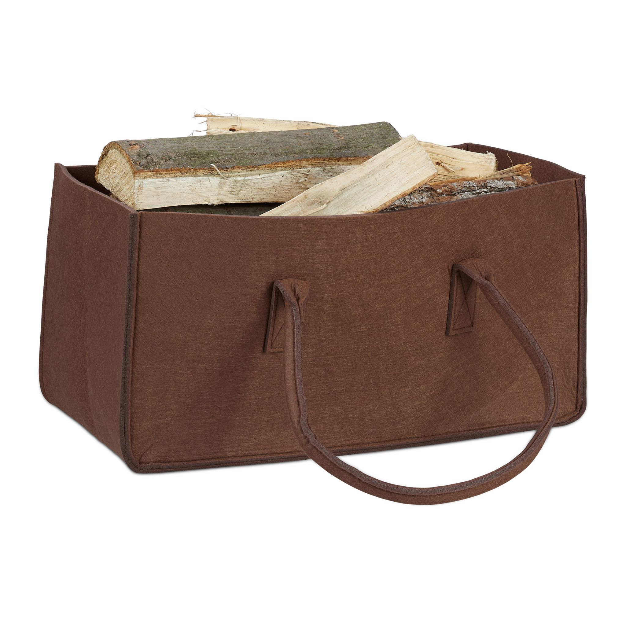 Kaminholztasche Filz Dunkelbraun
