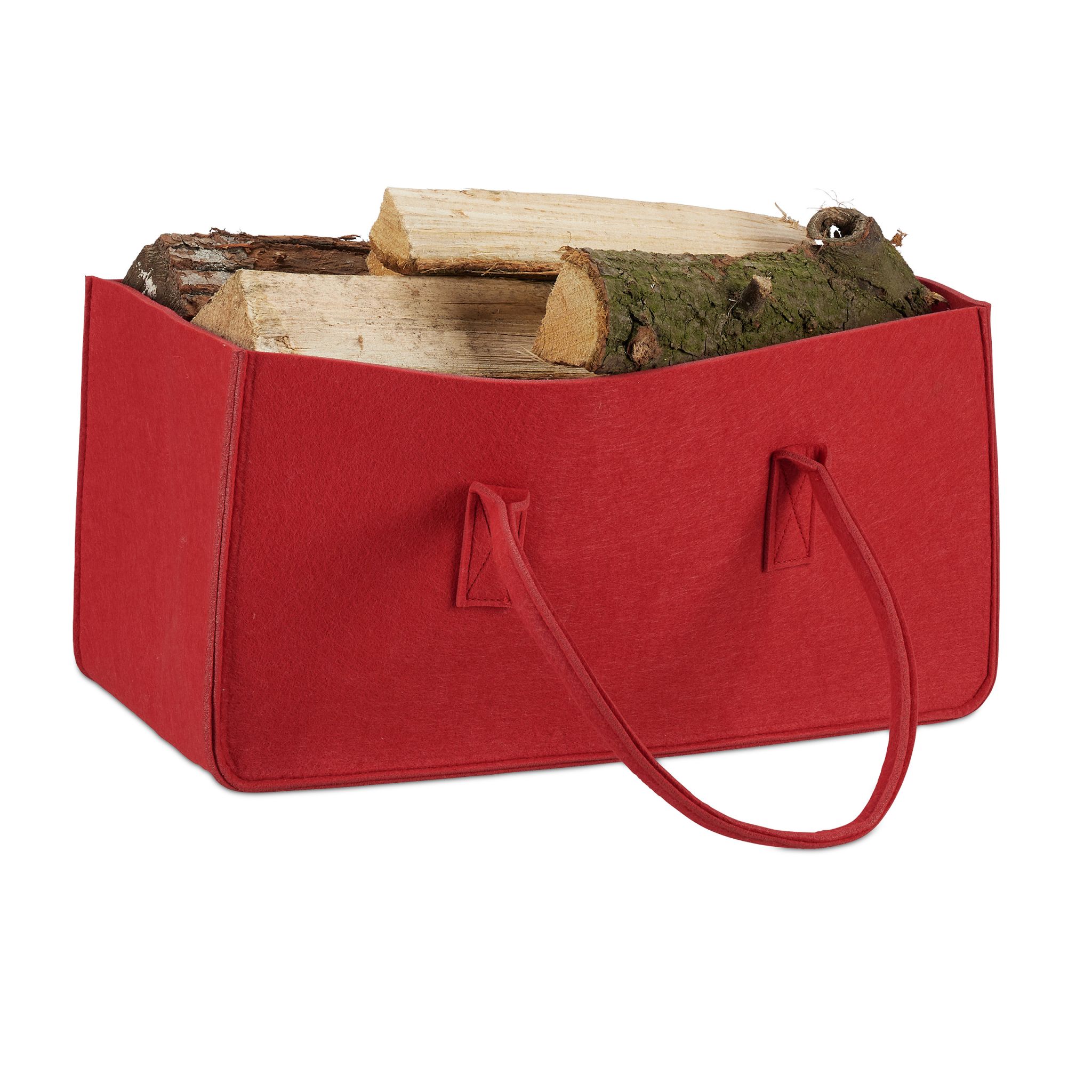 Kaminholztasche Filz Rot