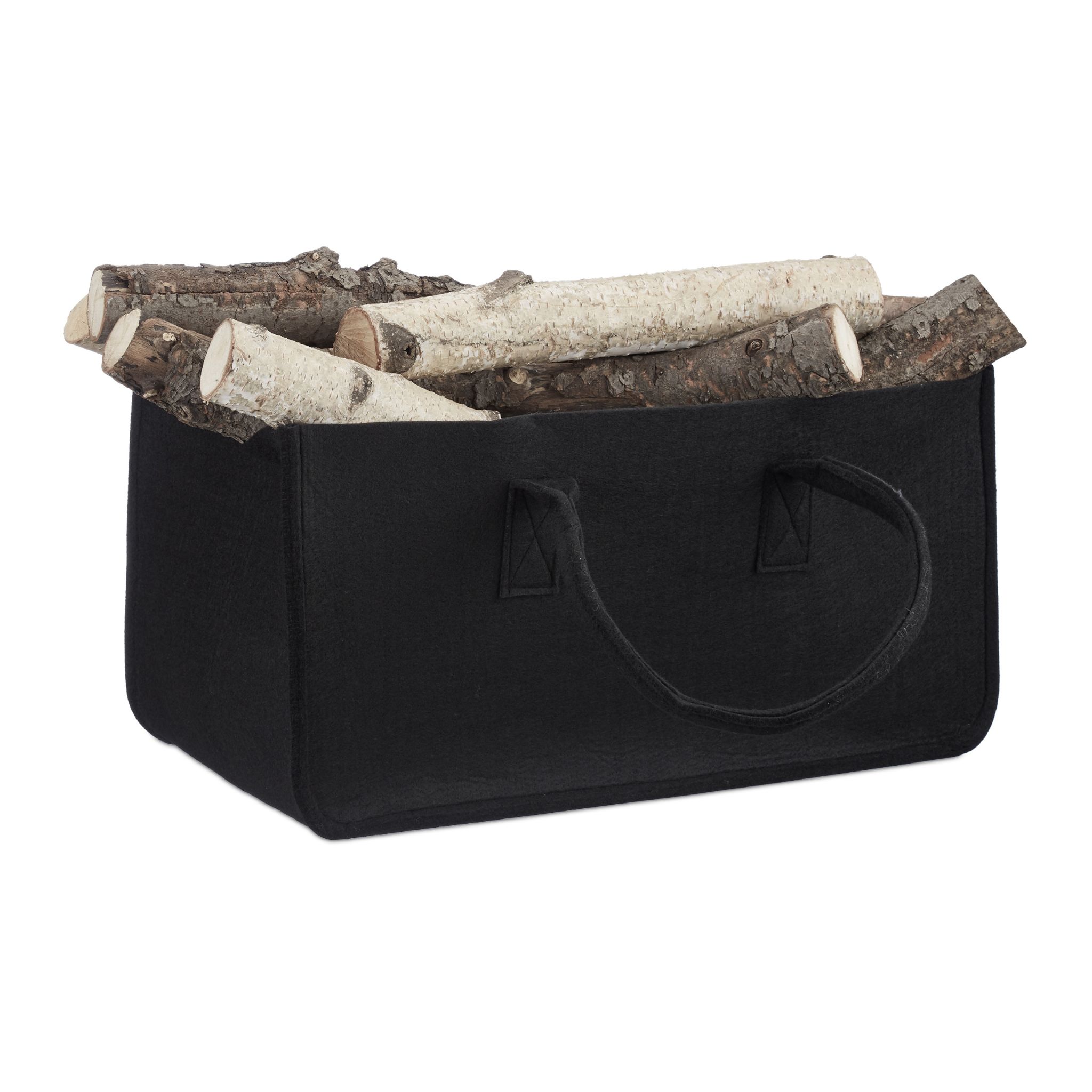 Kaminholztasche Filz Schwarz