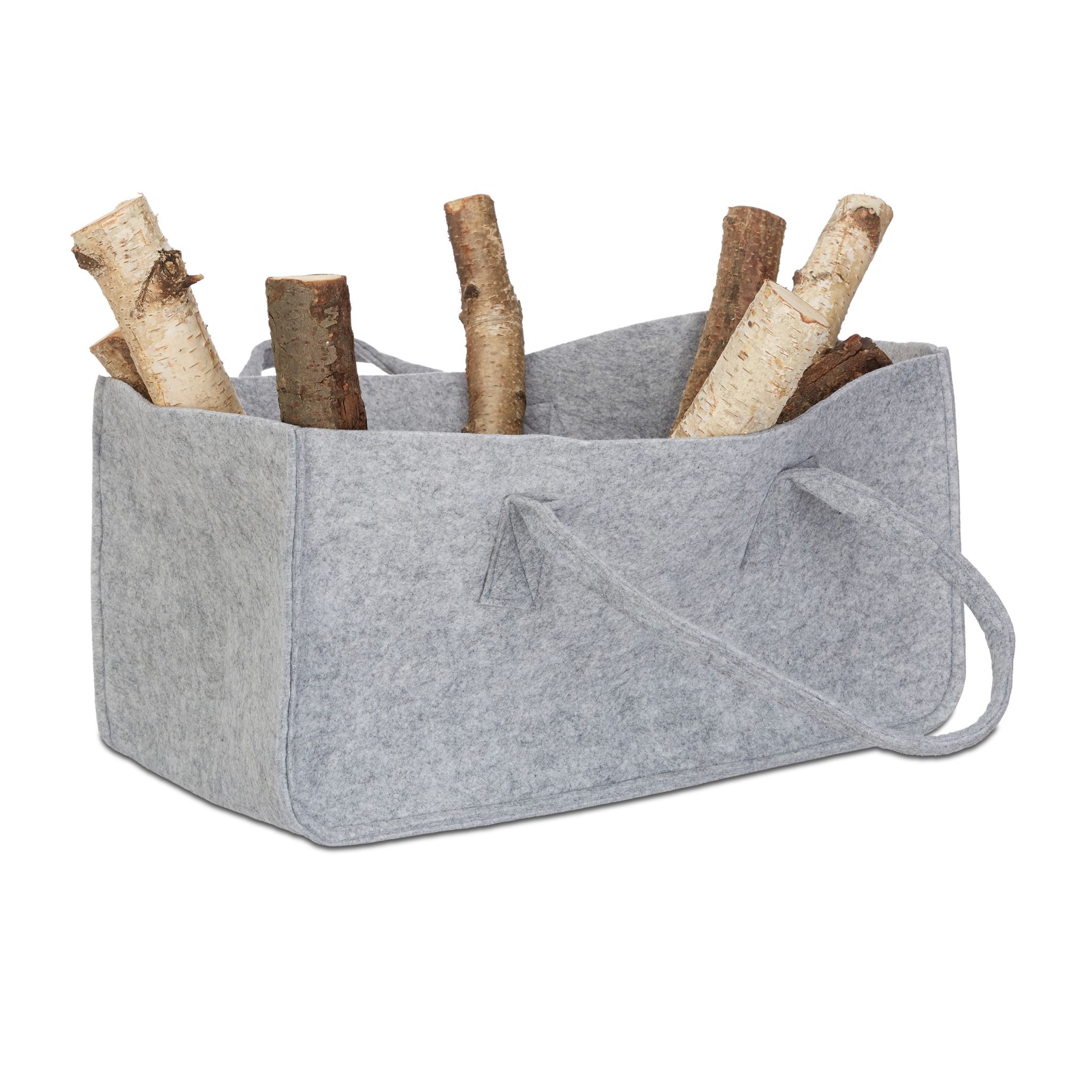 Kaminholztasche Filz Grau