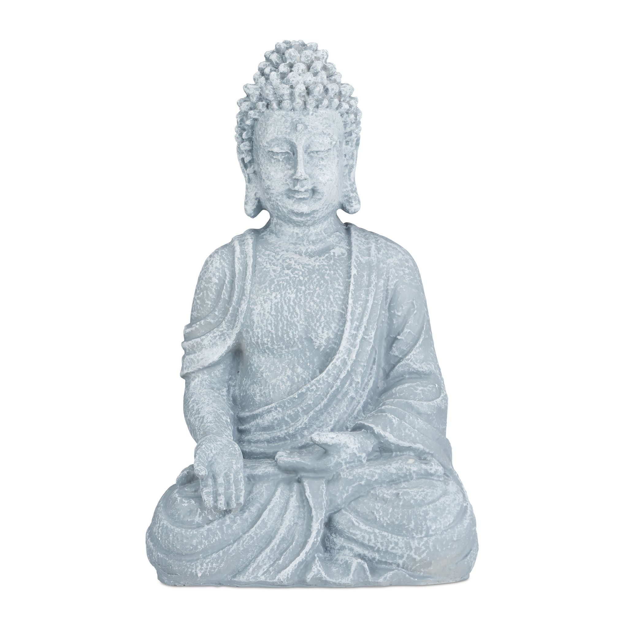 Buddha Figur sitzend 40cm Grau