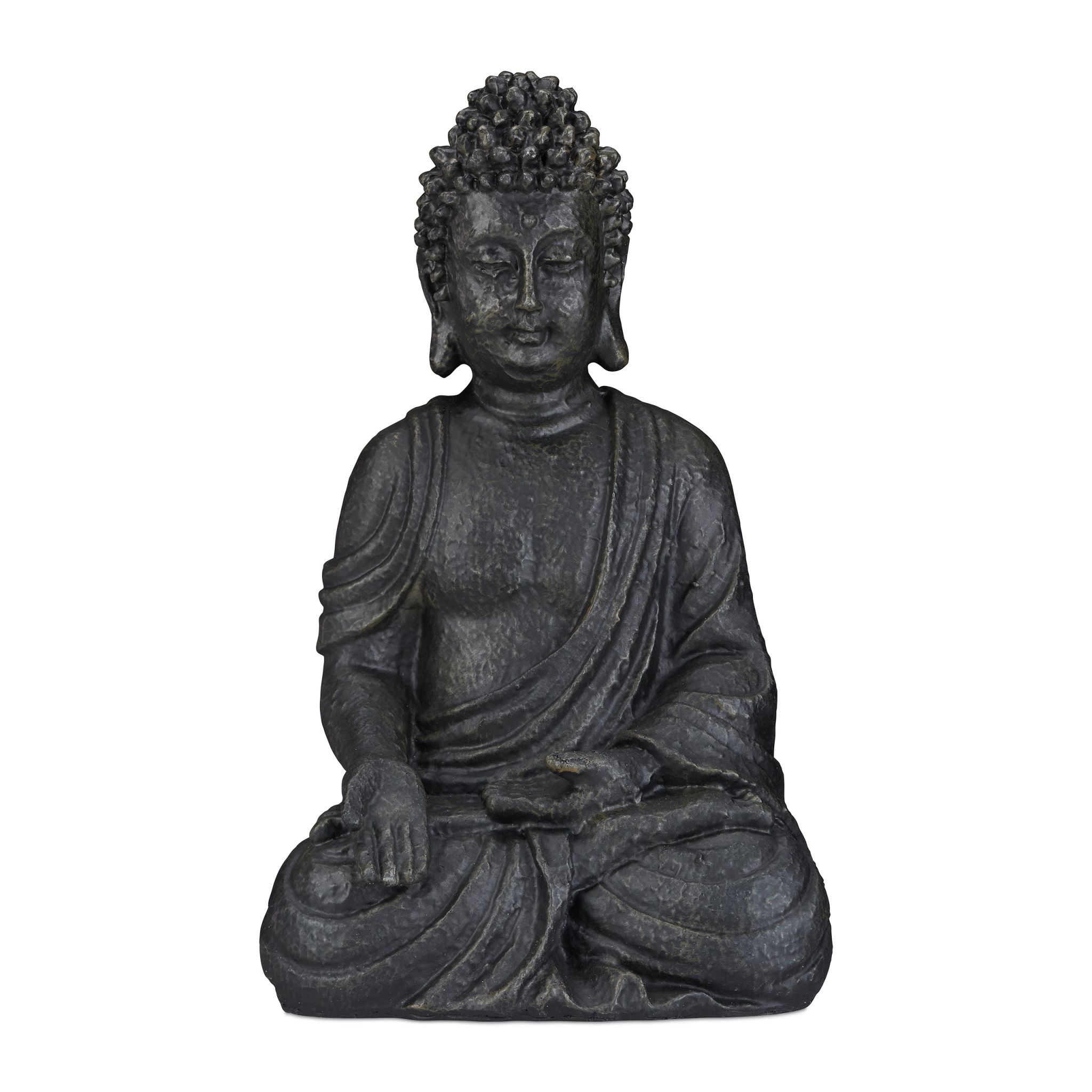 Buddha Figur sitzend 40cm Anthrazit