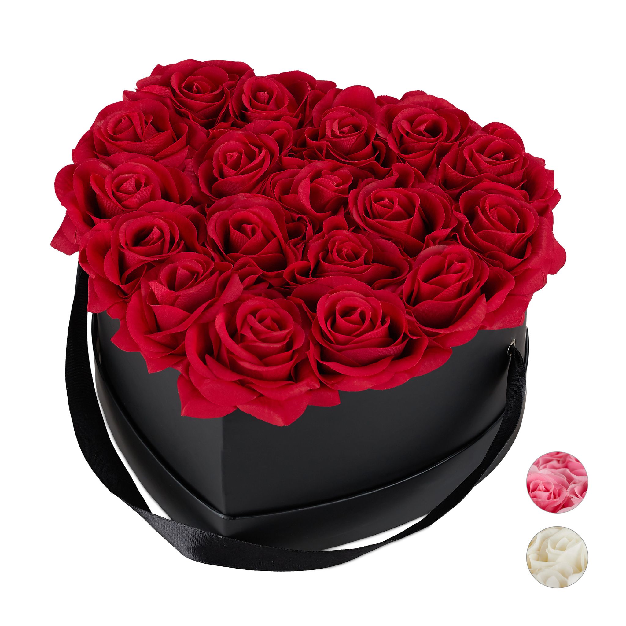 Rosenbox Herz 18 Rosen Rot-Schwarz