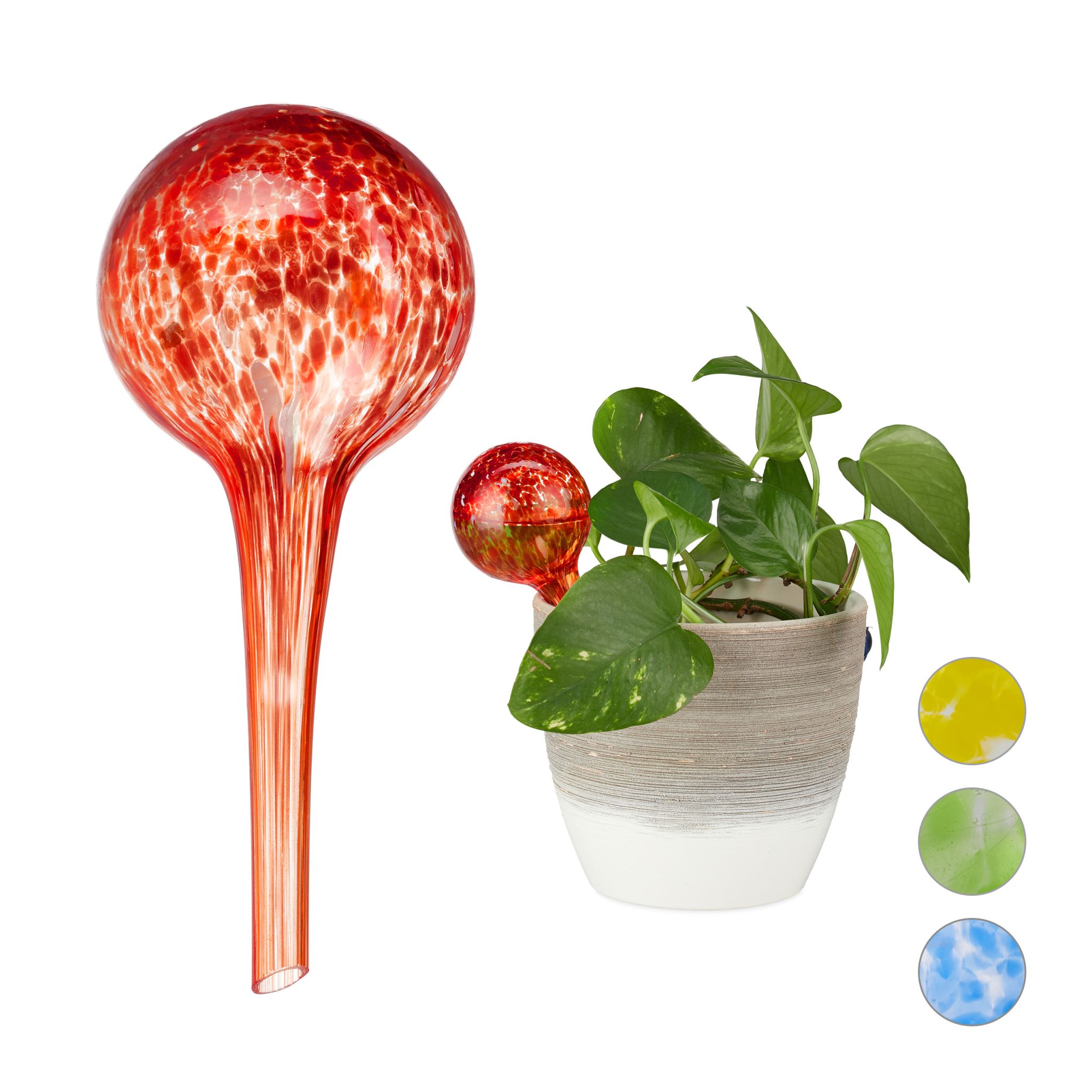 Bewässerungskugel 2er-Set Glas Rot-Transparent